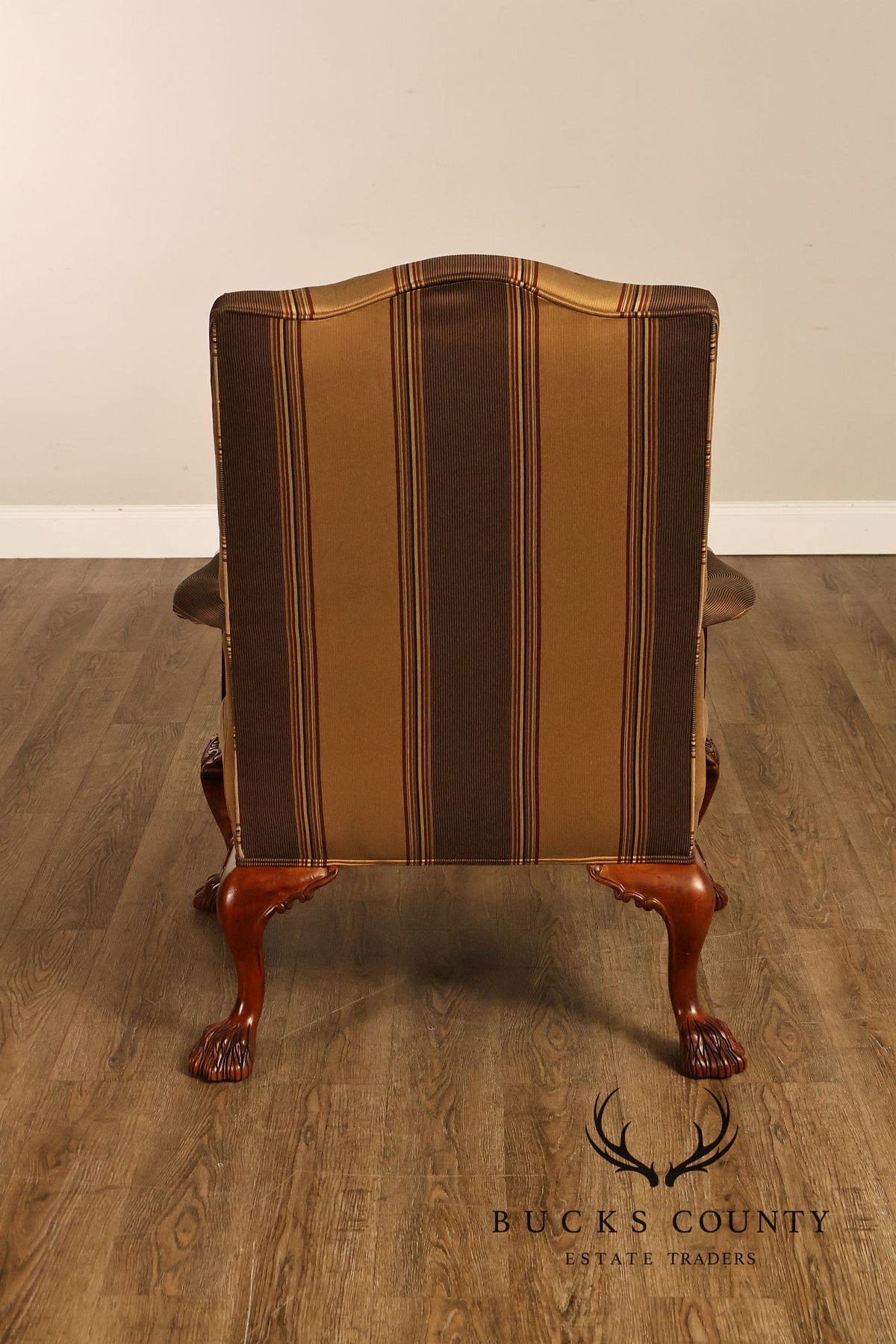 Century Chair Co. Traditional Chippendale Style Carved Upholstered Armchair