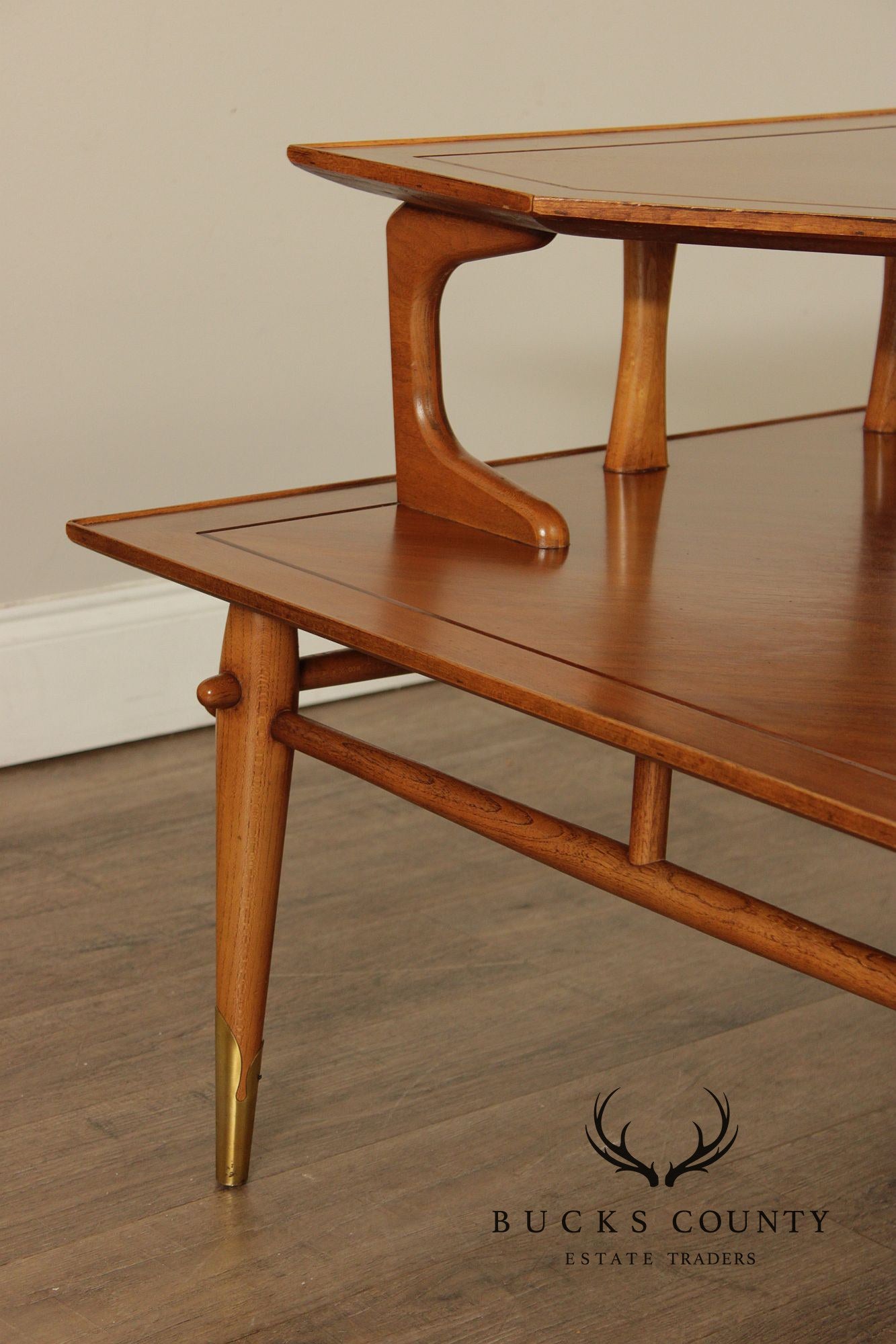 Lane Copenhagen Mid-Century Modern Two-Tier Corner Table