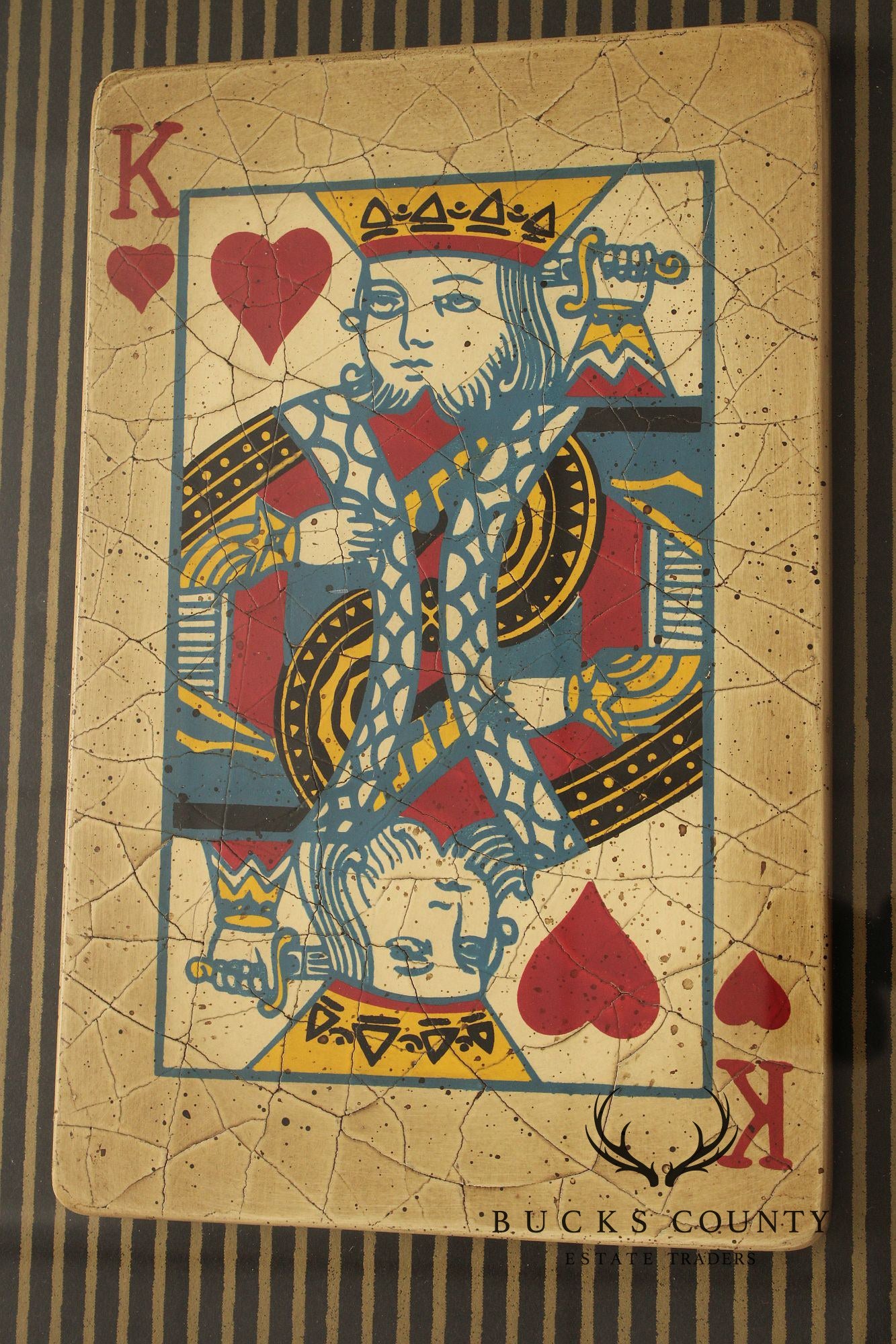 Framed Mixed Media Playing Cards, King & Queen of Hearts