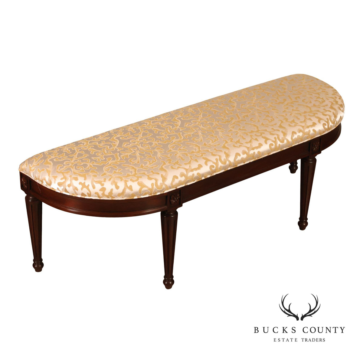 Henkel Harris French Louis XVI Mahogany Demilune Bench