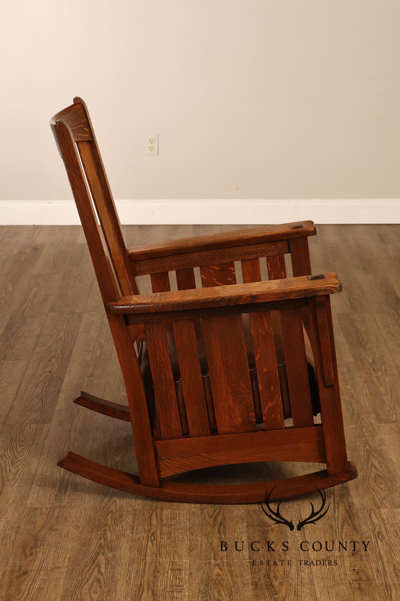 Antique Limbert Arts And Crafts Mission Oak High Back Rocking Chair