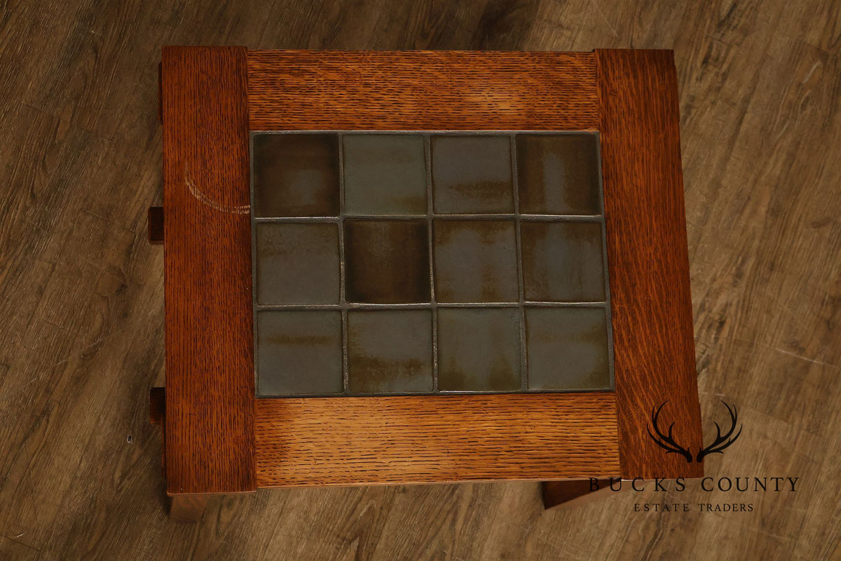 Stickley Mission Collection Tile Top Oak End Table