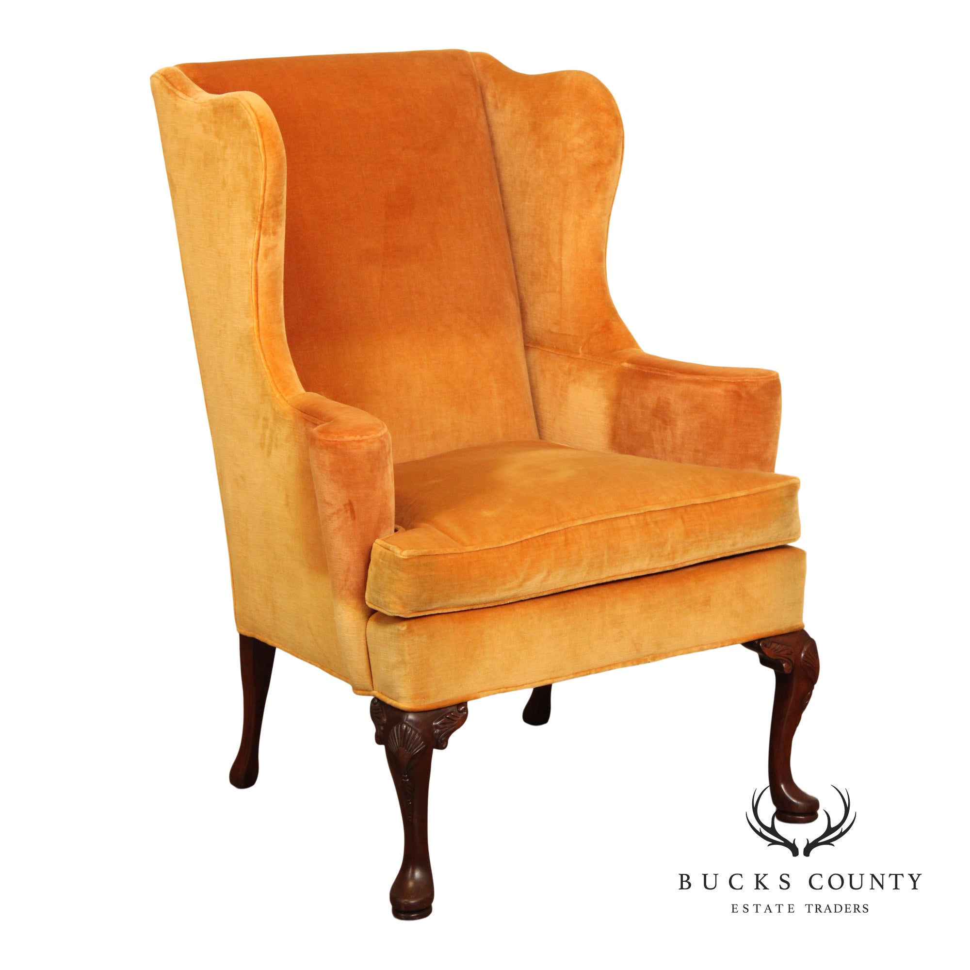 Hickory Chair Queen Anne Style Wingback Armchair