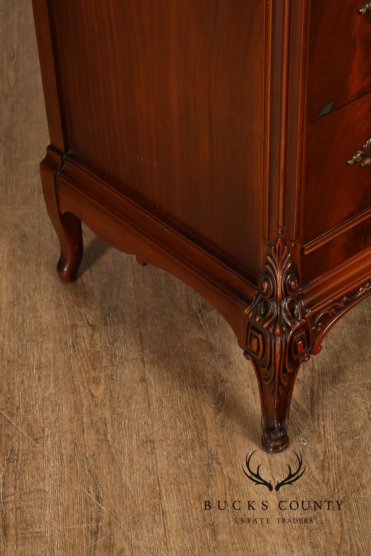 French Louis XV Style Flame Mahogany Dresser Chest