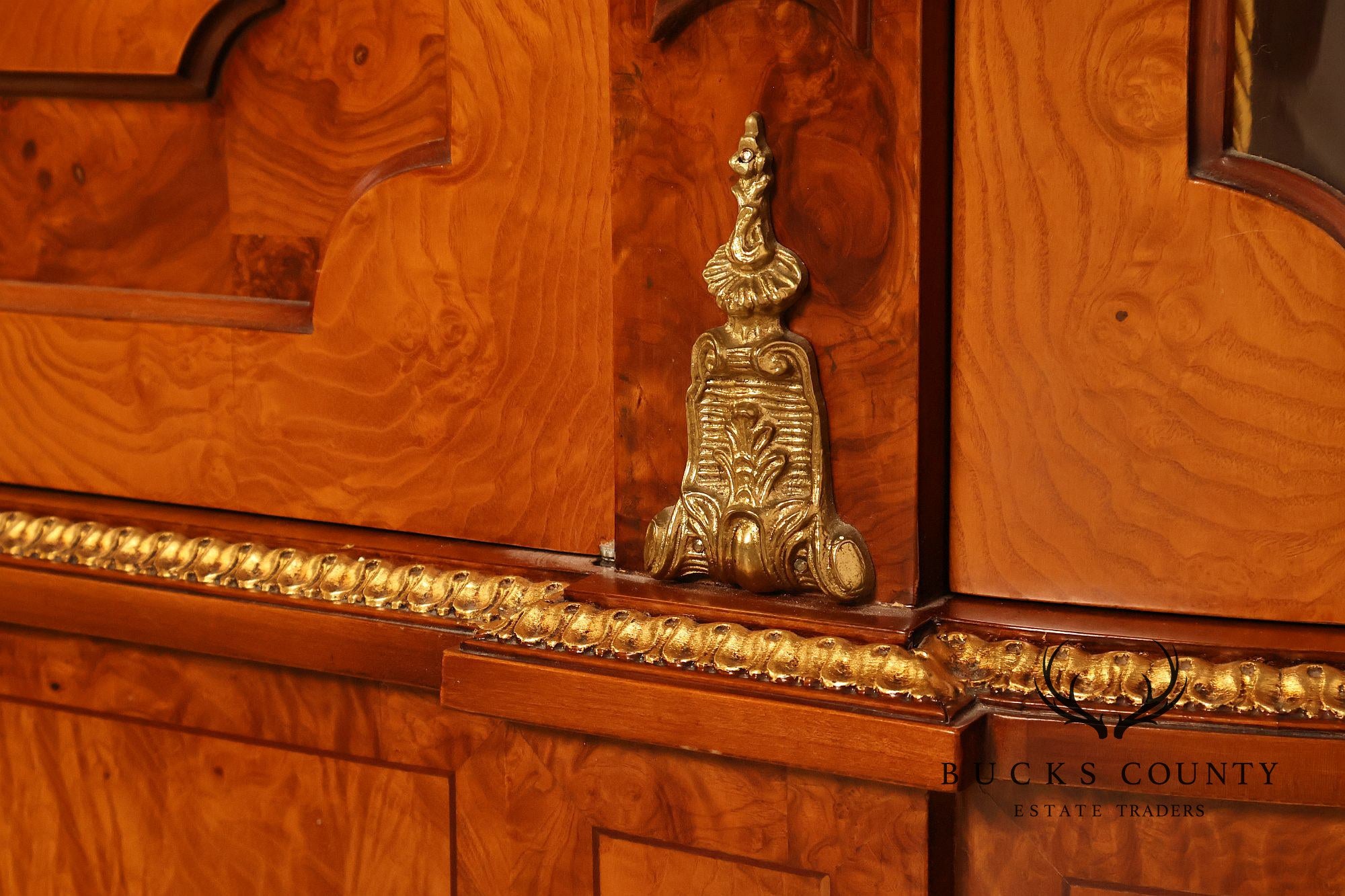 Italian Neoclassical Style Burl Wood Sideboard Credenza
