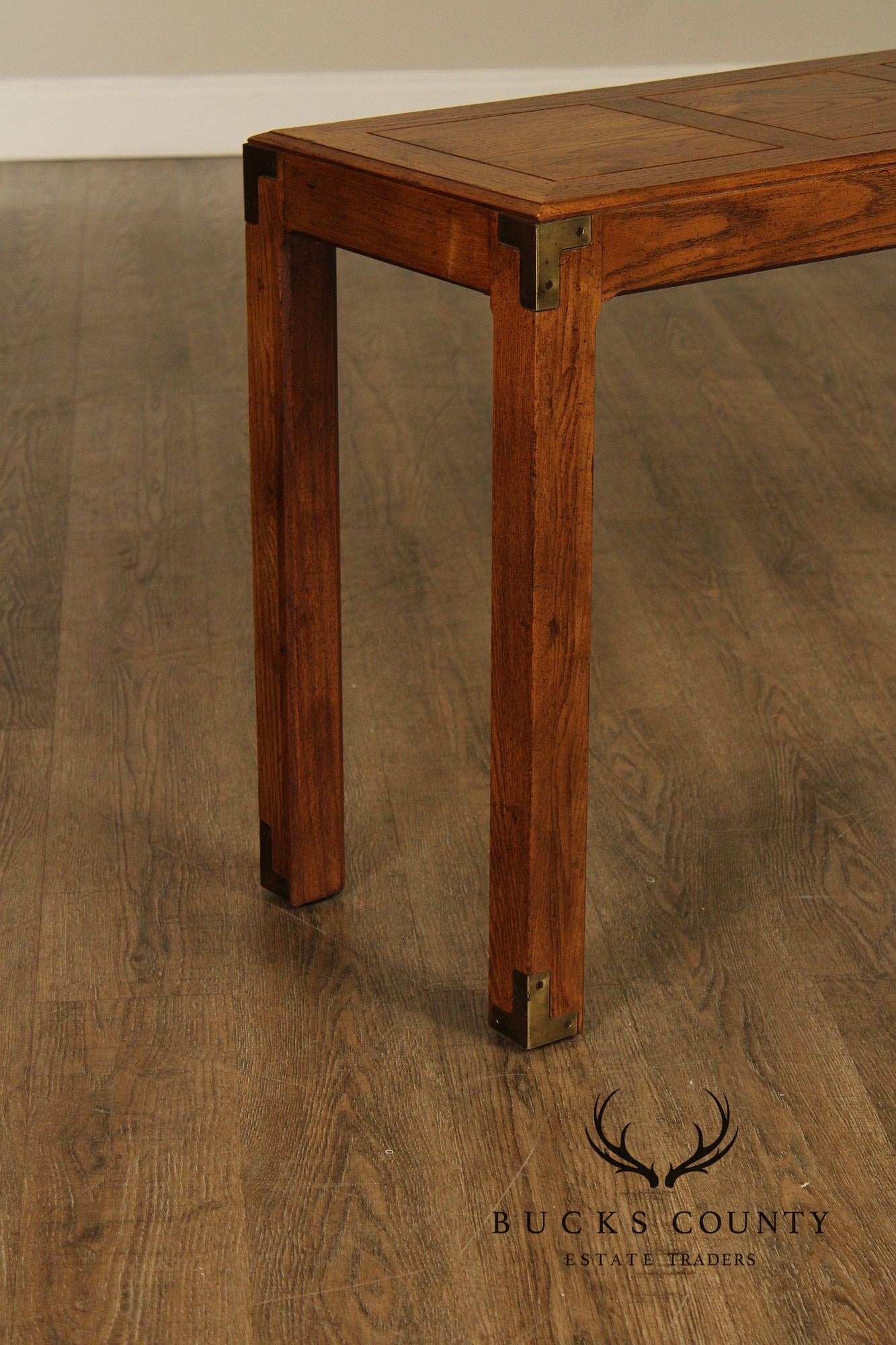 Henredon Artefacts Campaign Style Oak Console Table
