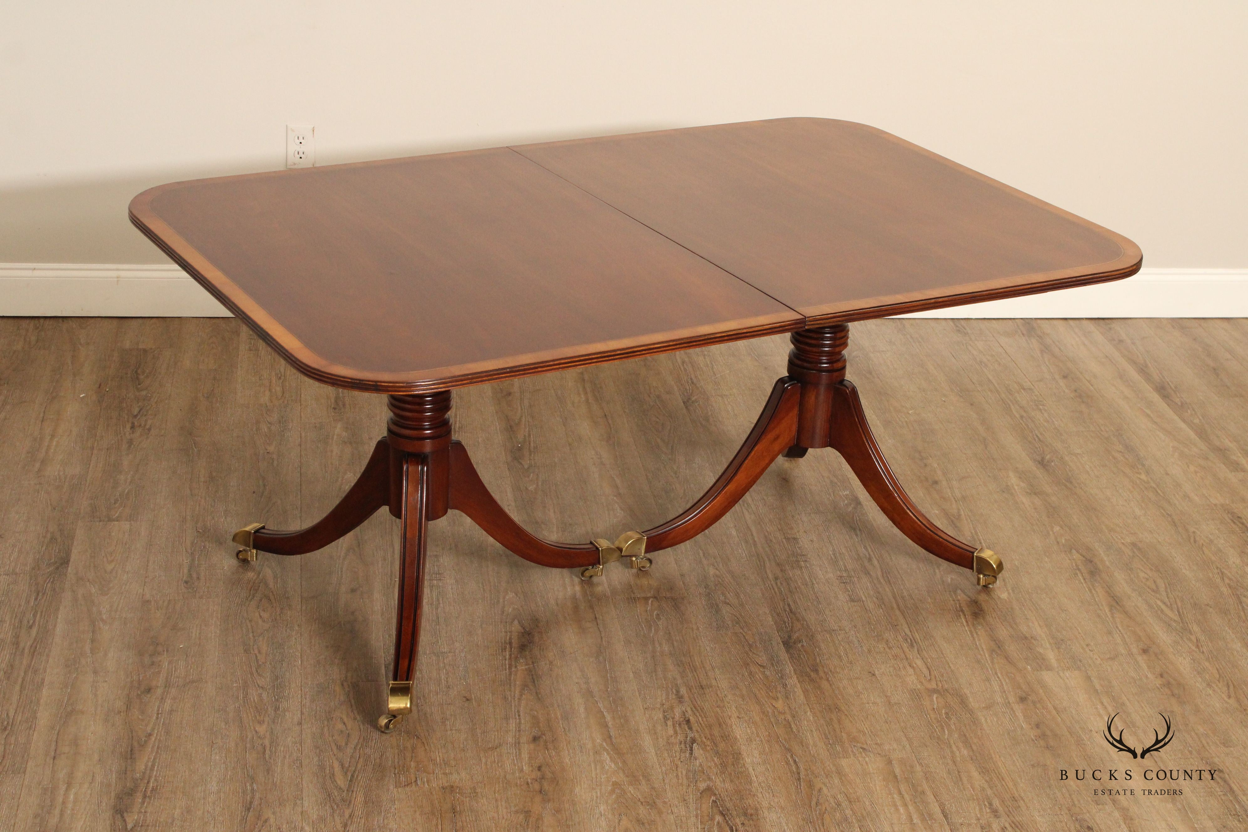 English Regency Style Mahogany Expandable Pedestal Dining Table