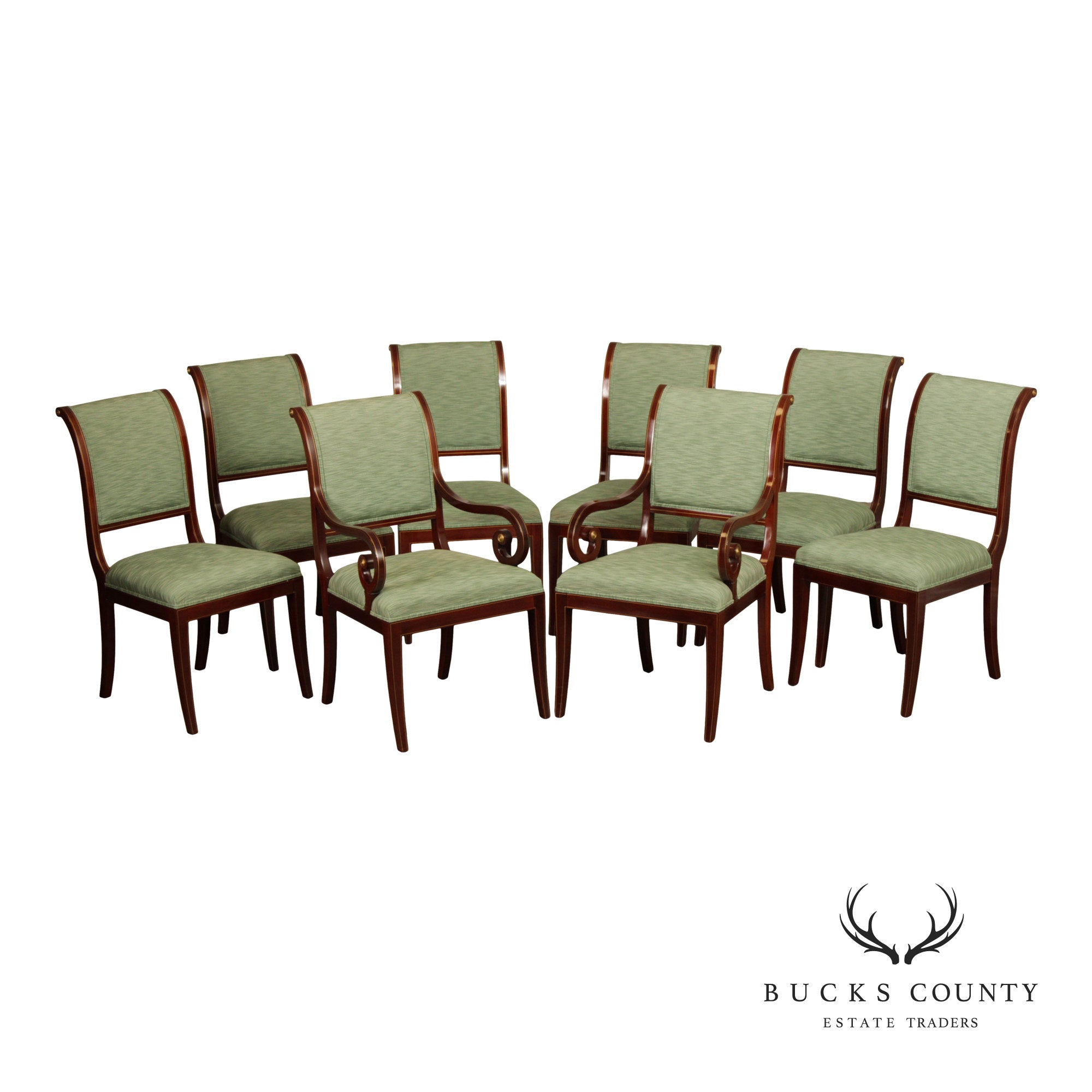 Kindel Empire Style Set of Eight Mahogany Dining Chairs