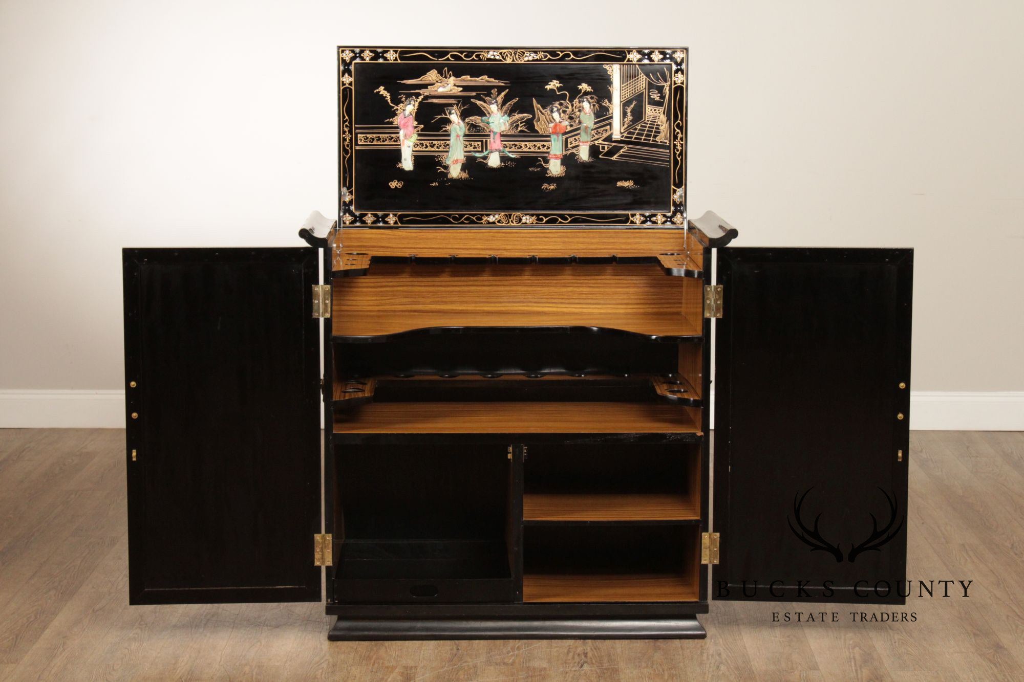 Chinoiserie Lift Top Bar Cabinet