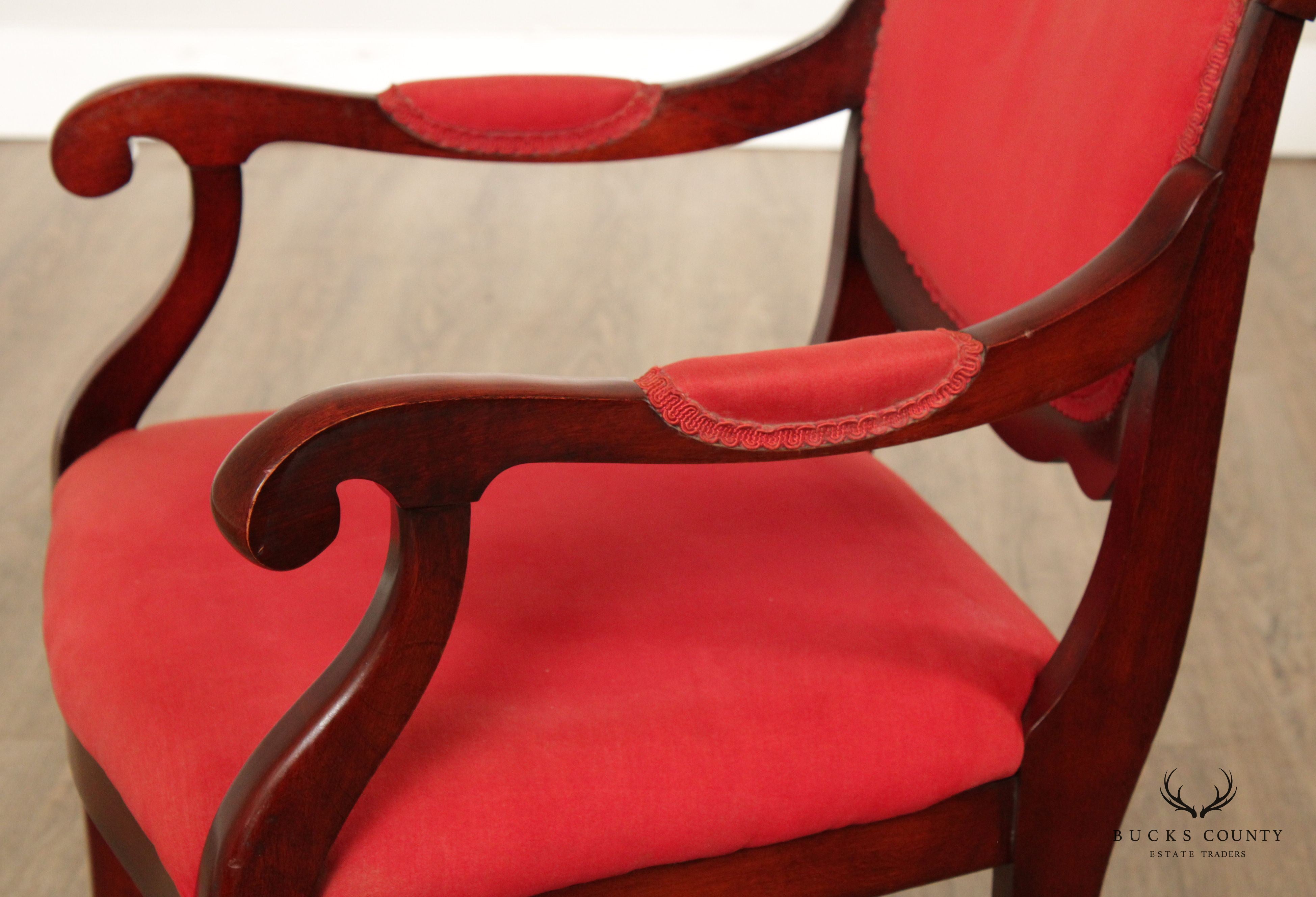 Victorian Style Carved Mahogany Armchair