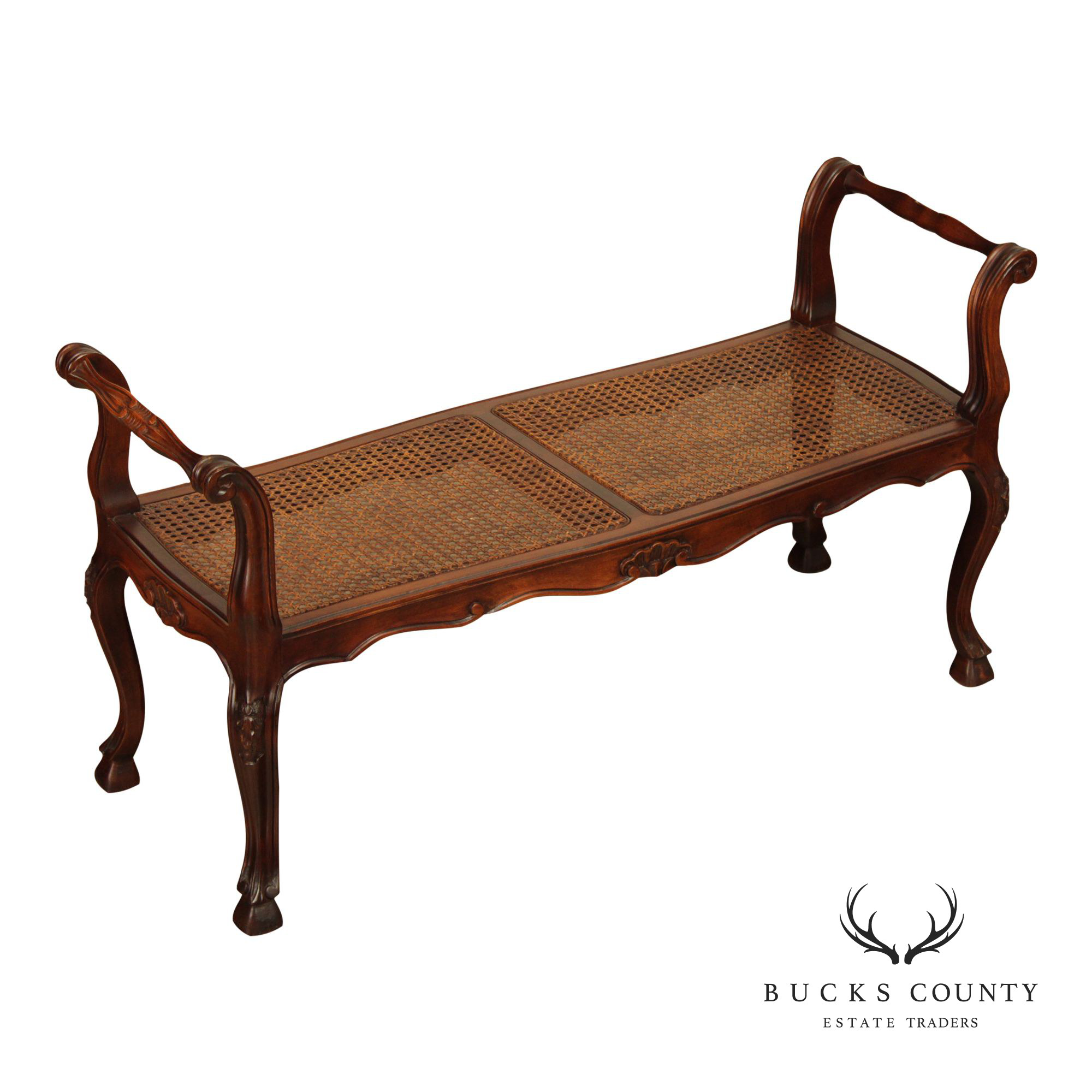 Italian Provincial Style Cane Seat Bench