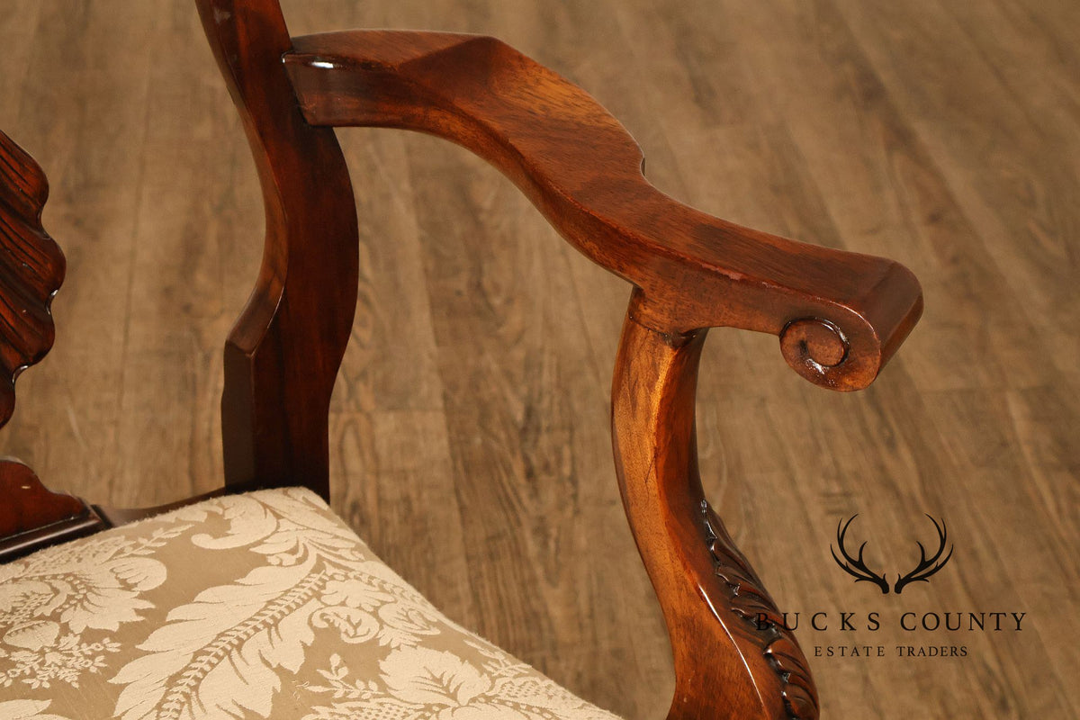 Chippendale Style Set Of 8 Mahogany Carved Claw Foot Dining Chairs