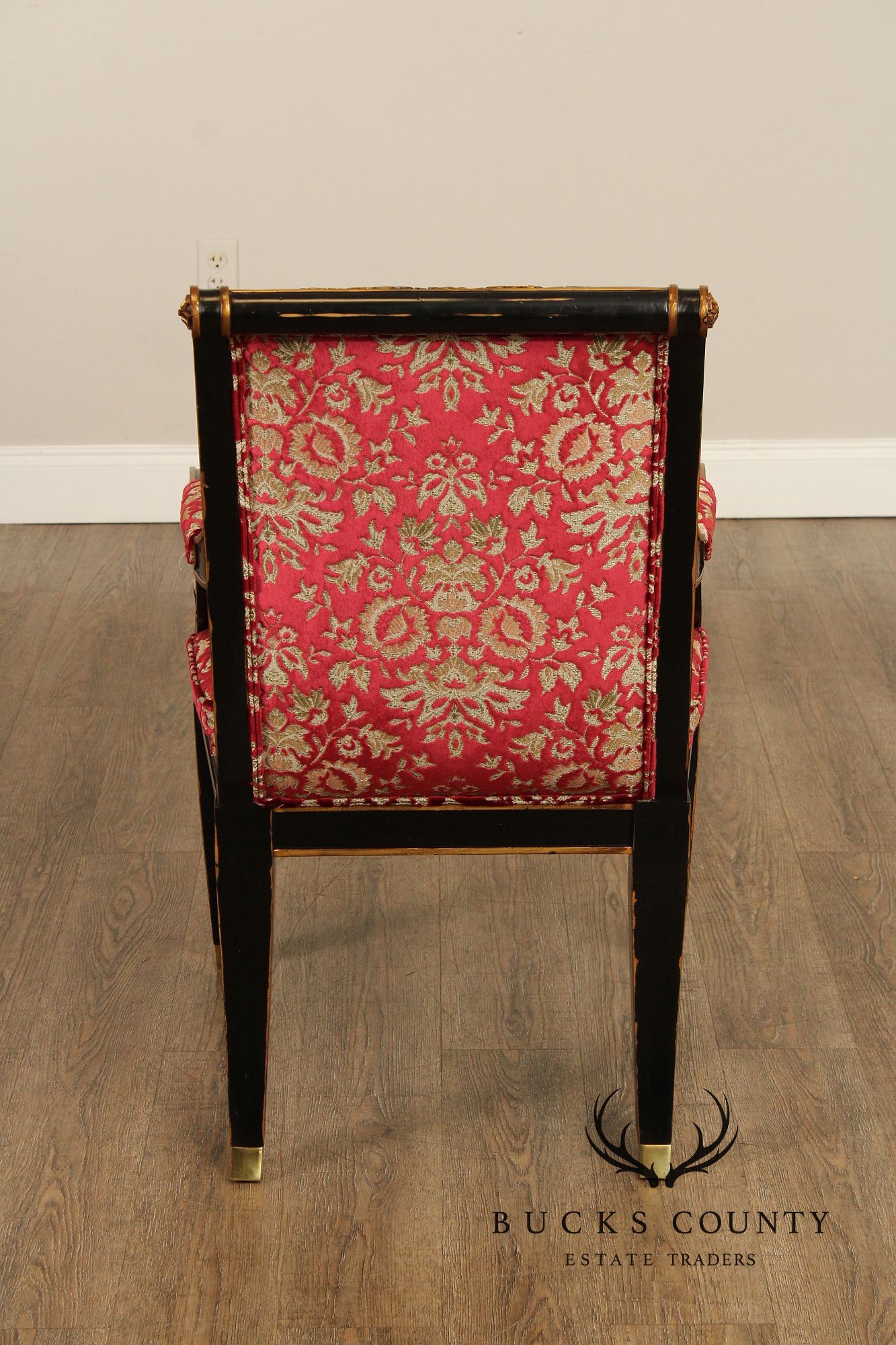 Karges Regency Style Ebonized and Partial Gilt Armchair