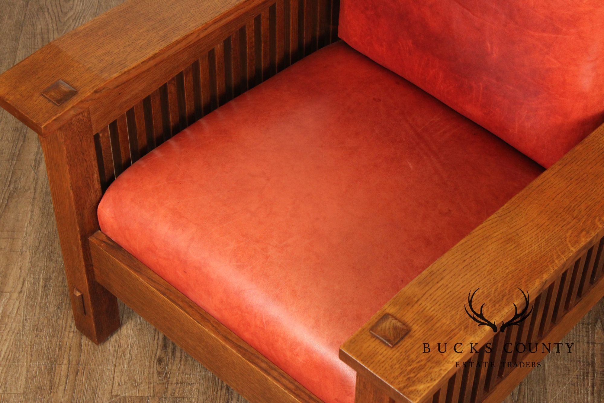 Stickley Mission Oak Collection Bow Arm Morris Chair and Ottoman