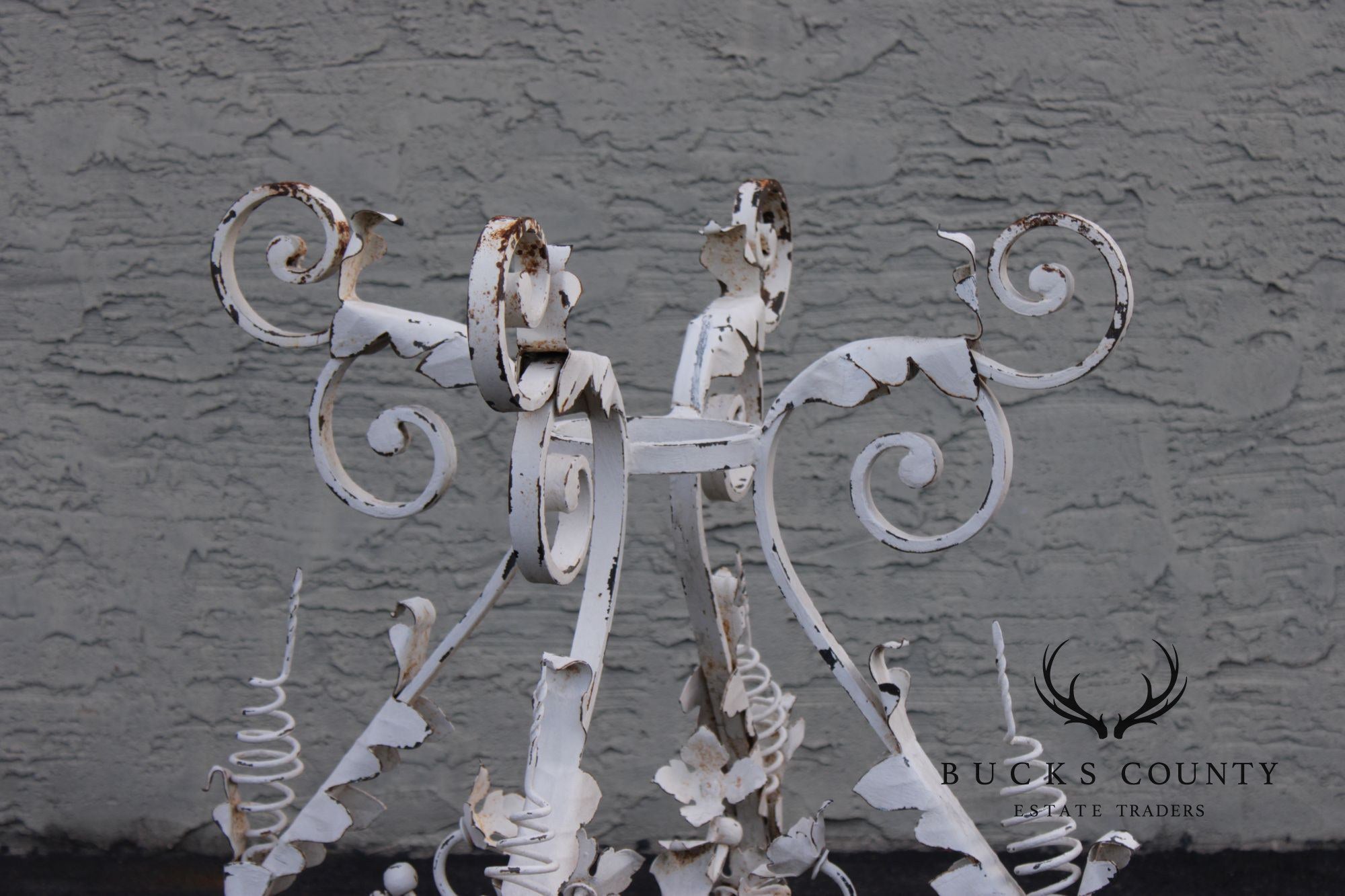 Vintage Italian Style Painted Wrought Iron Garden Plant Stand or Table Base