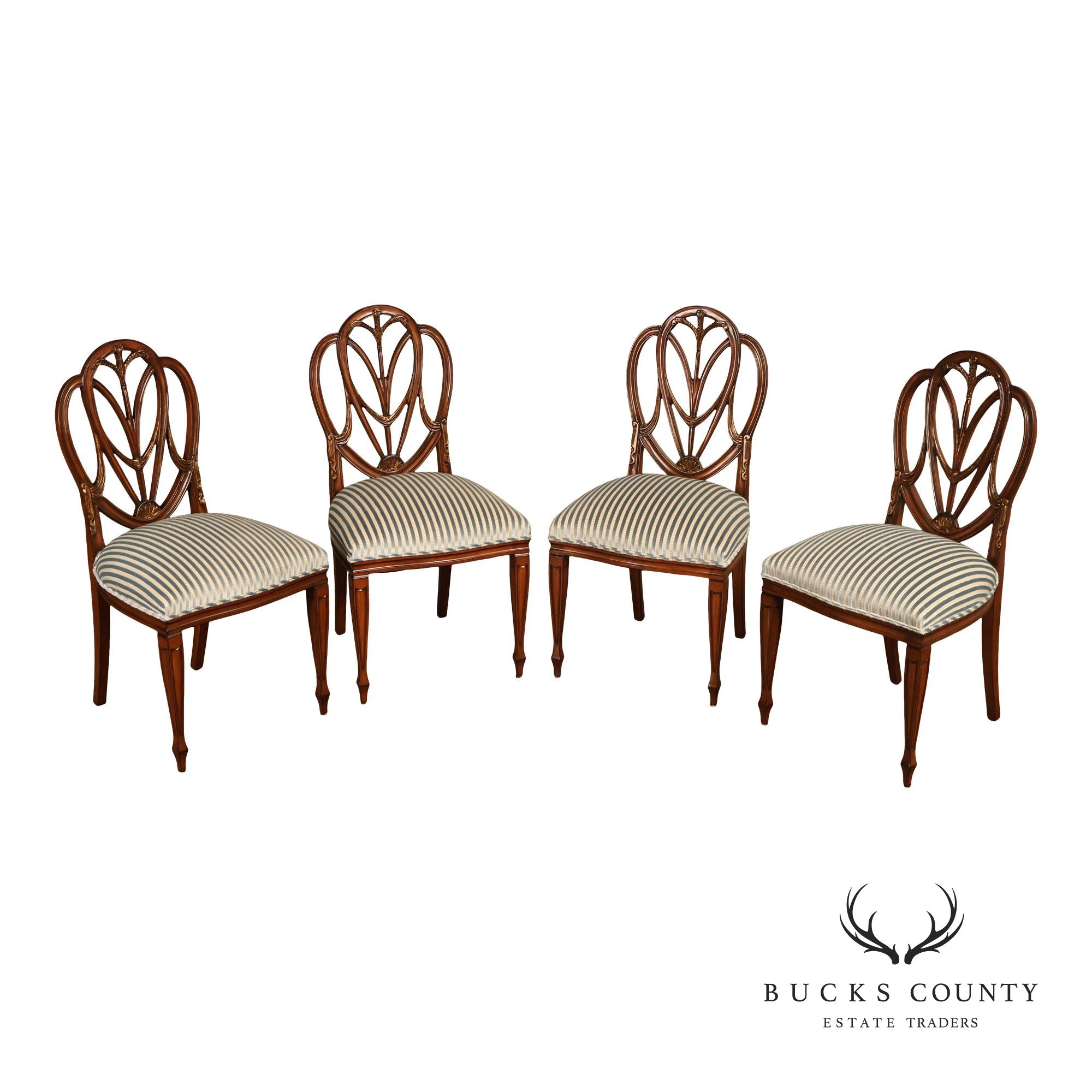Hepplewhite Style Quality Set of Four Shield Back Dining Chairs