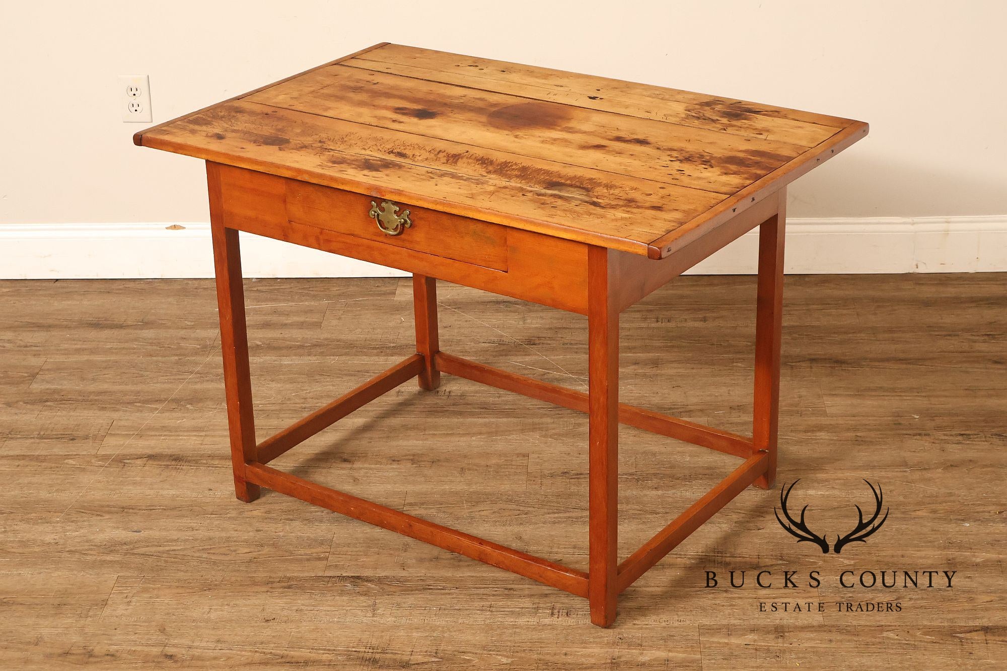 Antique Early American Plank Top Tavern Table