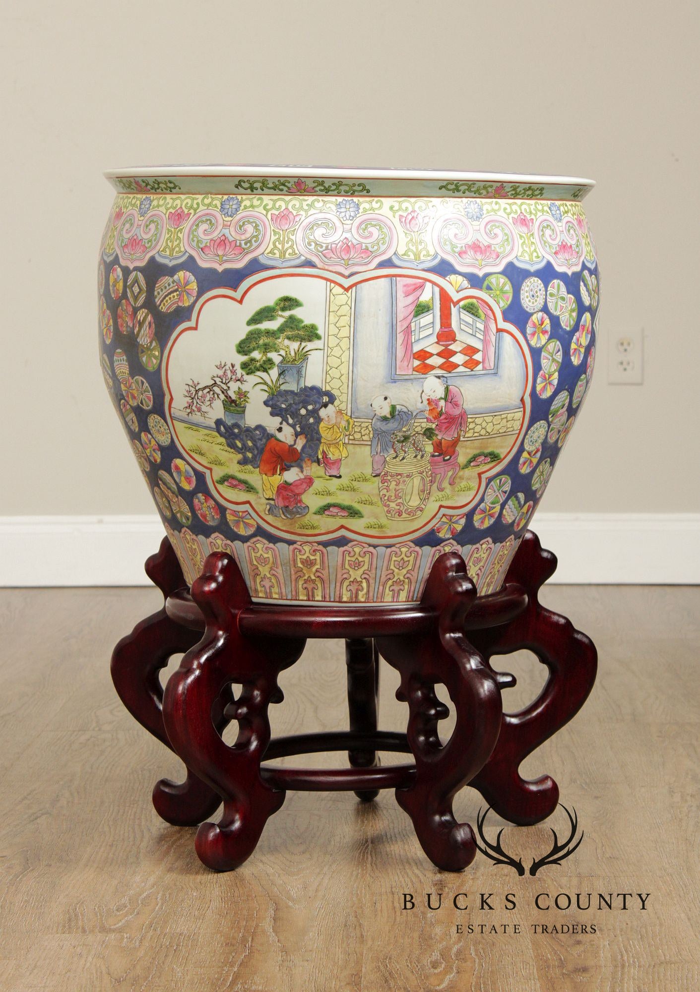 Chinese Enameled Porcelain Fishbowl Planter