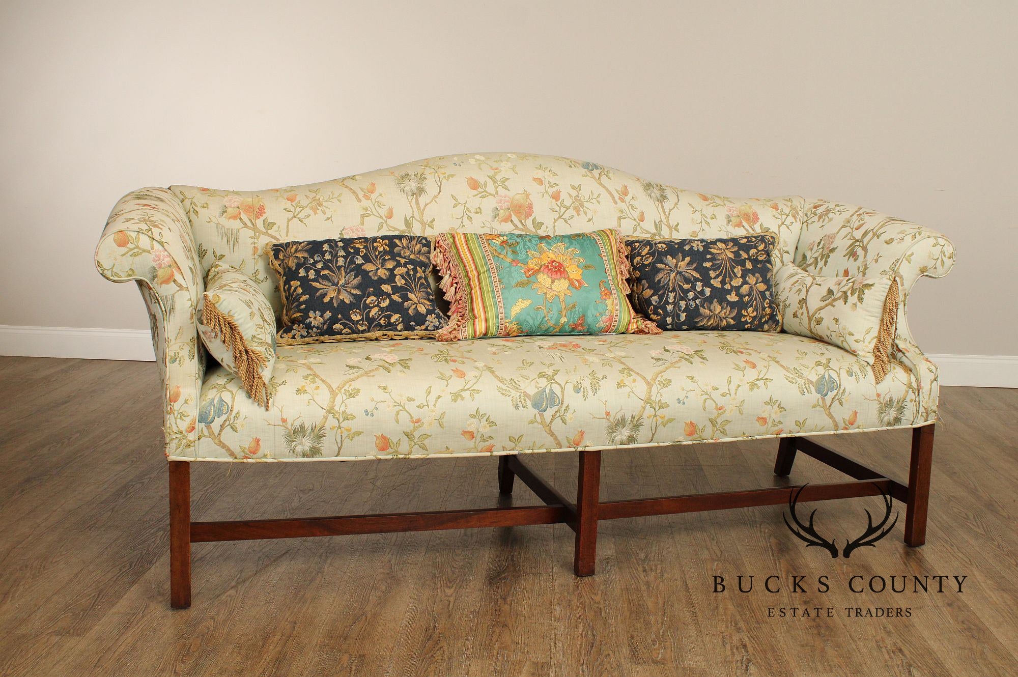 Chippendale Style Custom Mahogany Frame Camelback Sofa