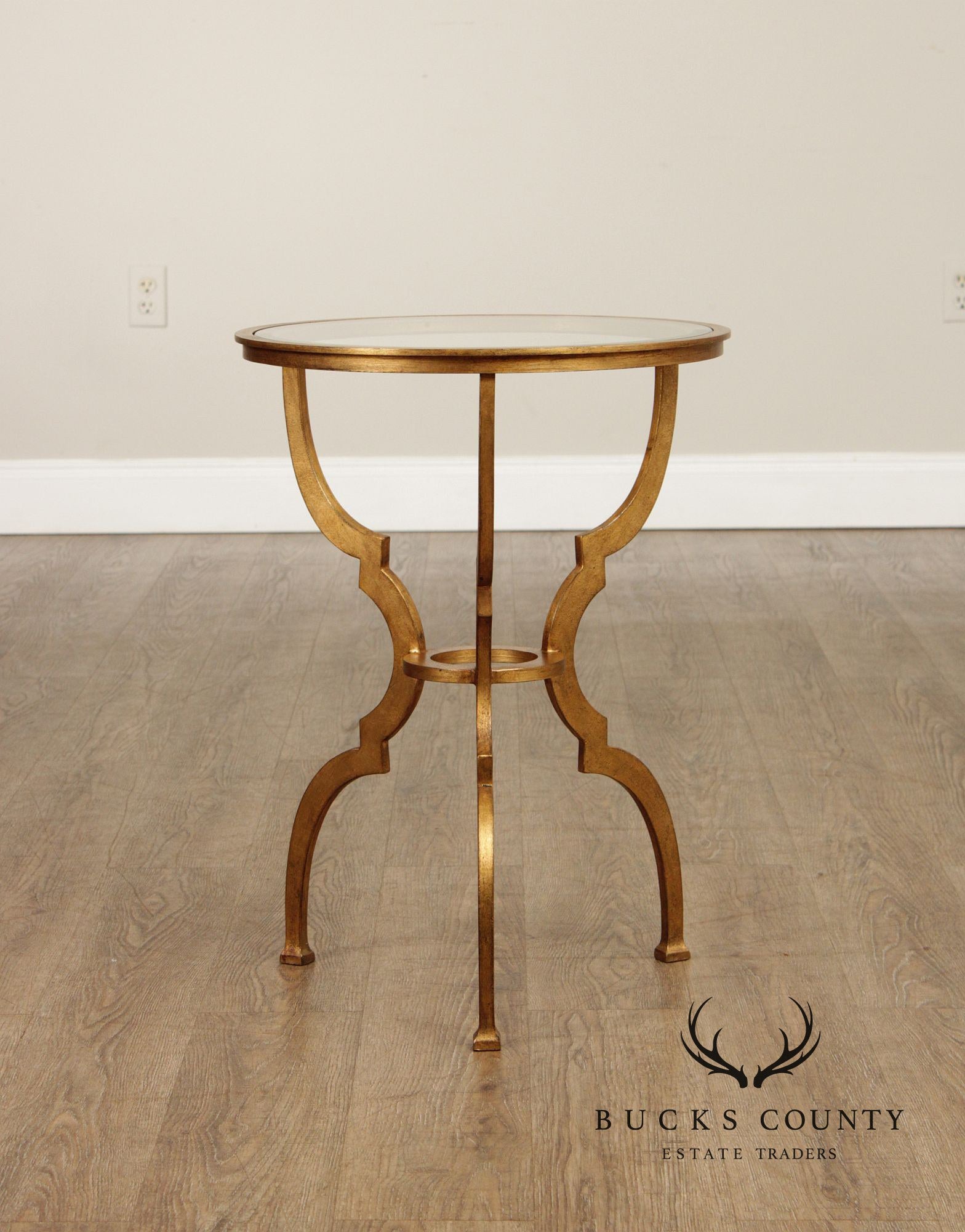 Ethan Allen Gilt Finished Glass Top 'Belle' Side Table