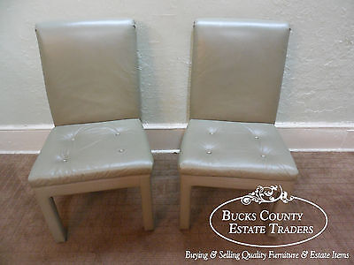 Quality Set of 4 Leather Parsons Dining Chairs