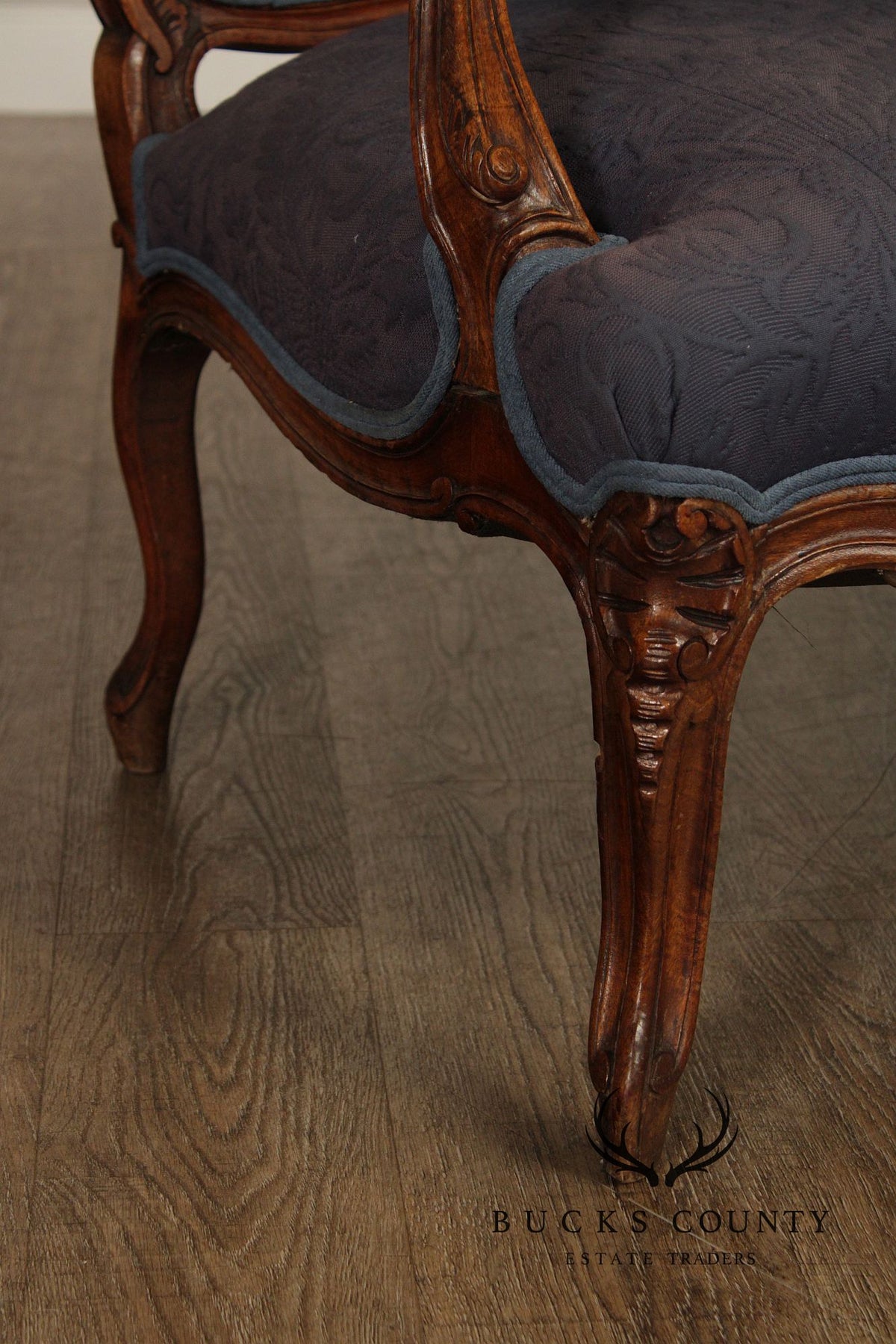 French Louis XV Style Carved Walnut Upholstered Settee
