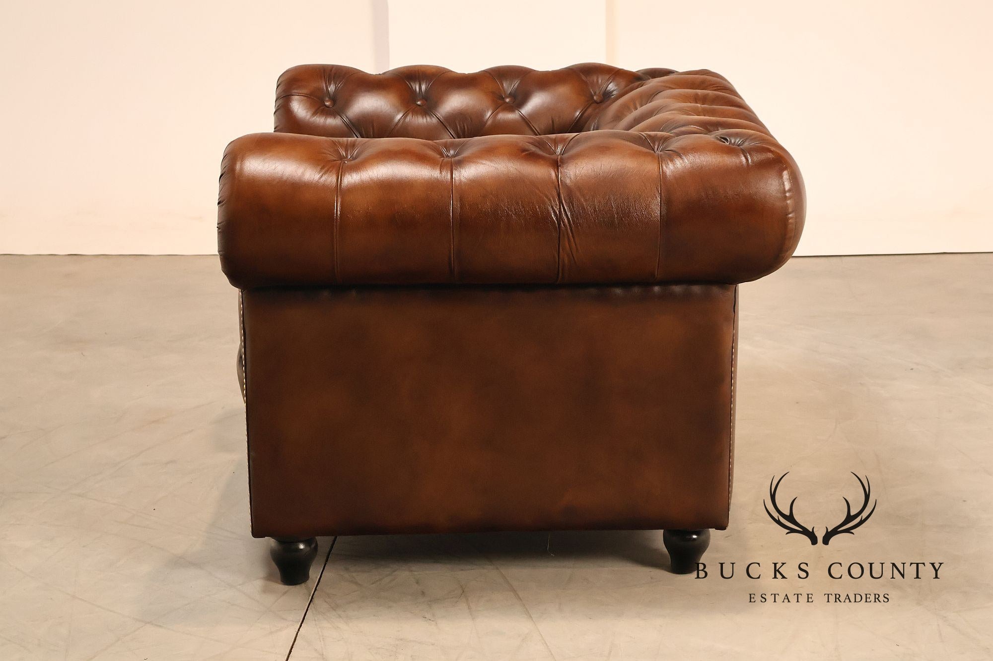 Chesterfield Style Brown Tufted Leather Club Chair
