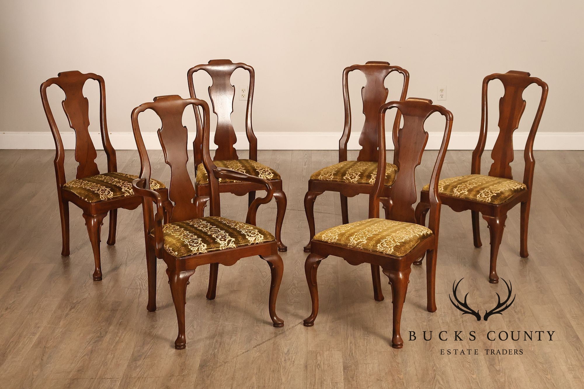 Henredon '18th Century Portfolio' Set Of Six Walnut Dining Chairs