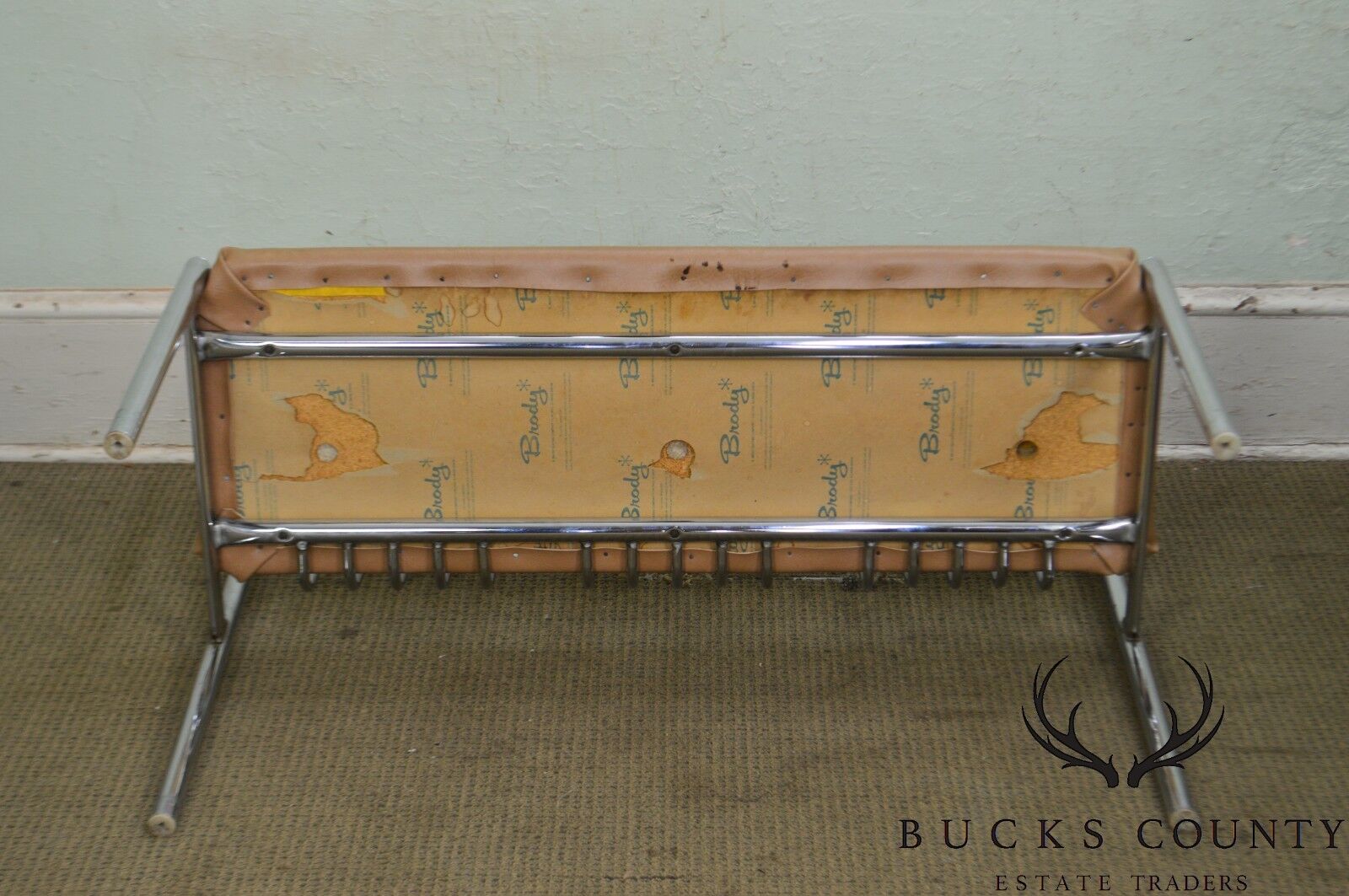 Brody Mid Century Modern Spindle Back Chrome Settee Bench