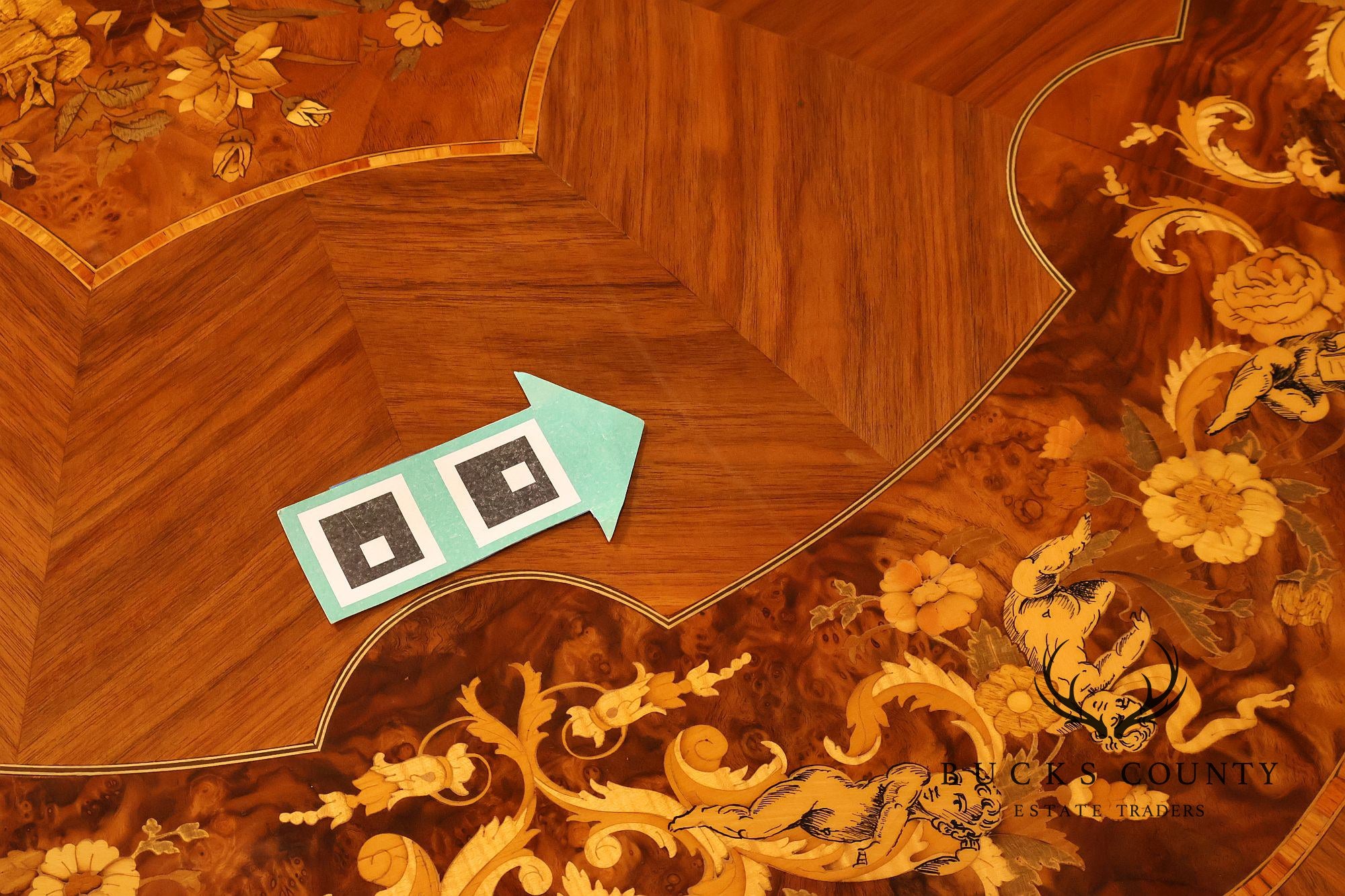 Italian Baroque Style Marquetry Inlaid Center Table