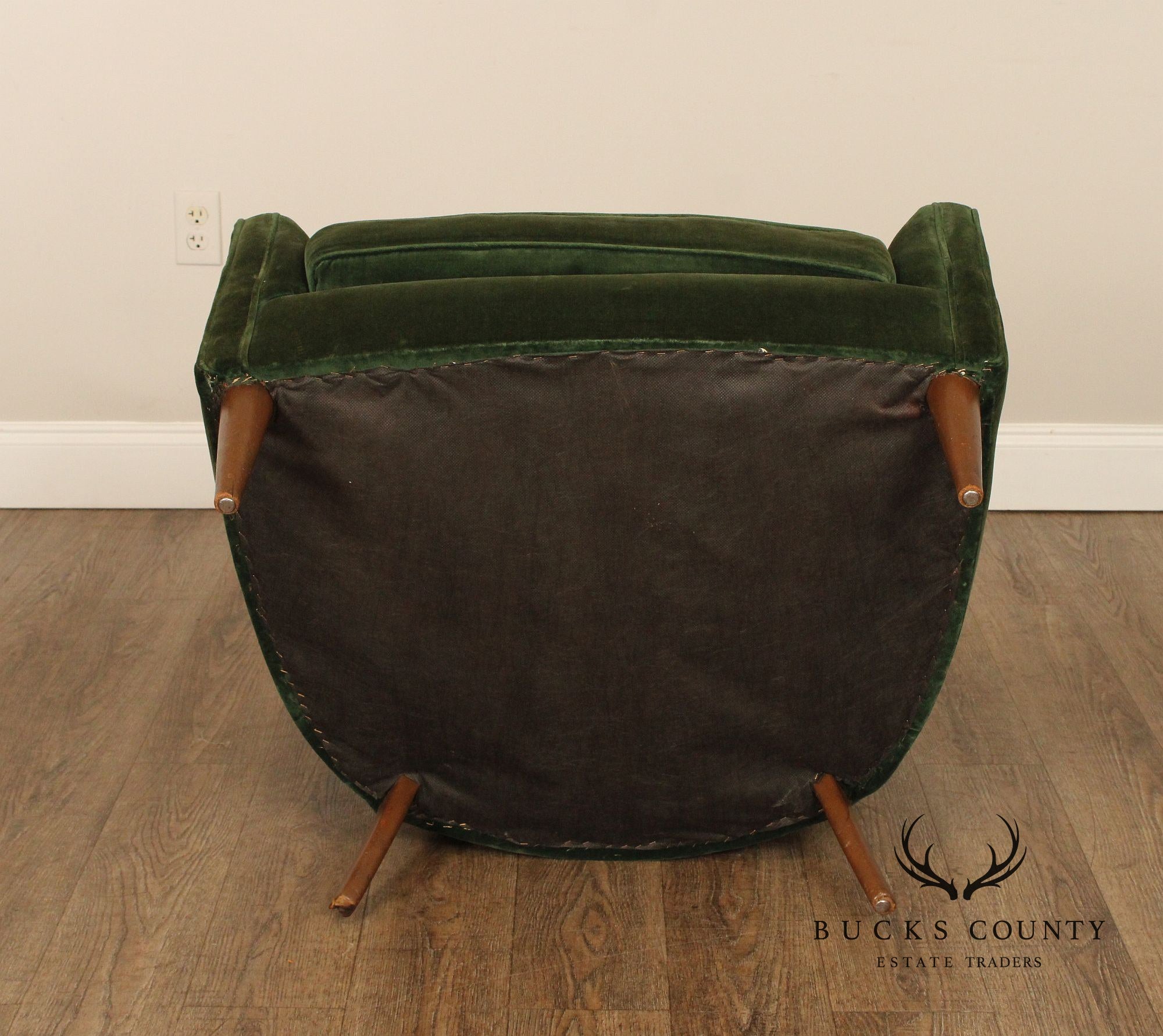 Mid Century Modern Pair of Tufted Velvet Lounge Chairs