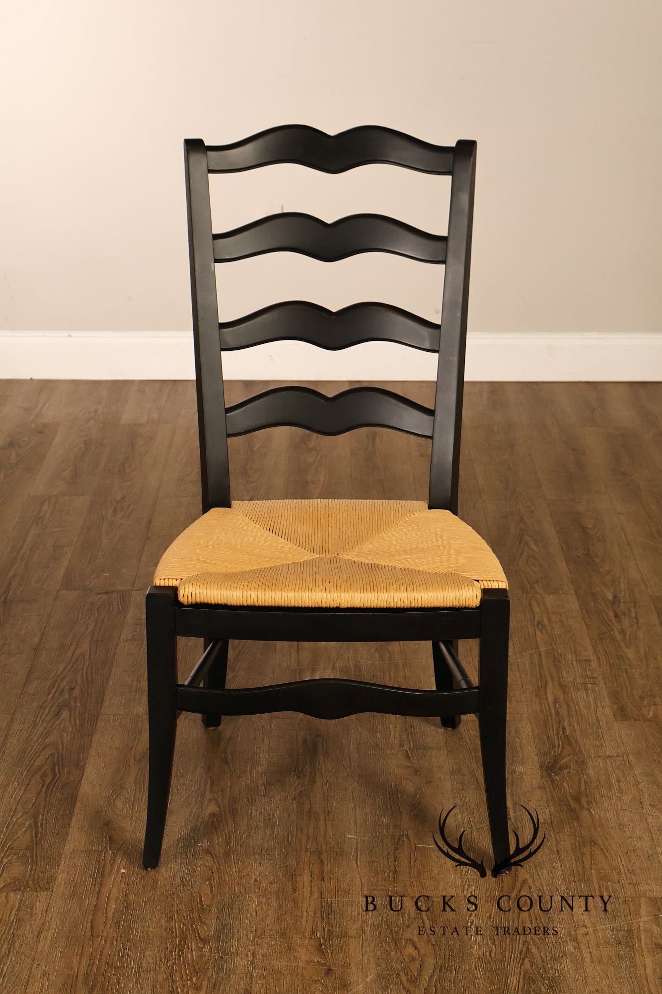 Ethan Allen 'Maison' Set of Seven French Country Style Rush Seat Dining Chairs