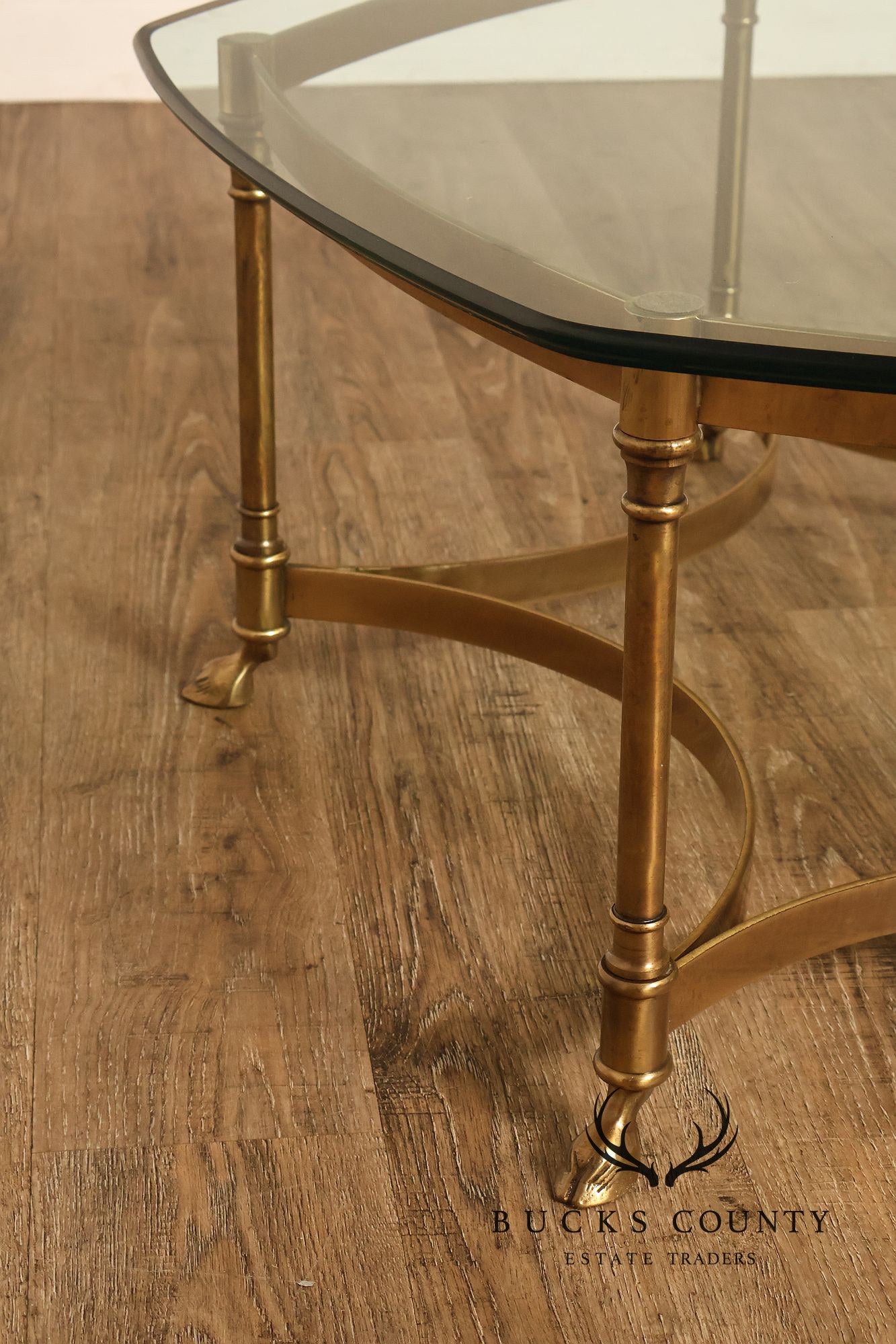 Directoire Style Vintage Brass and Glass Top Coffee Table