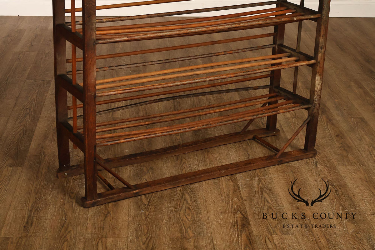 Antique Six-Tier Wooden Shoe Drying Rack