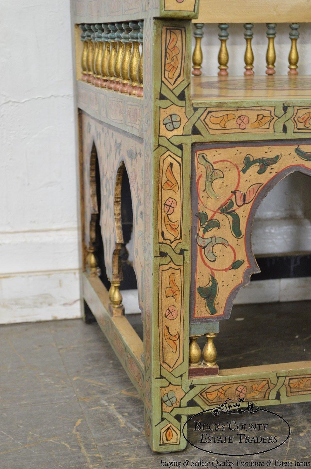 Unusual Pair of Middle Eastern Decorated Hall Chairs