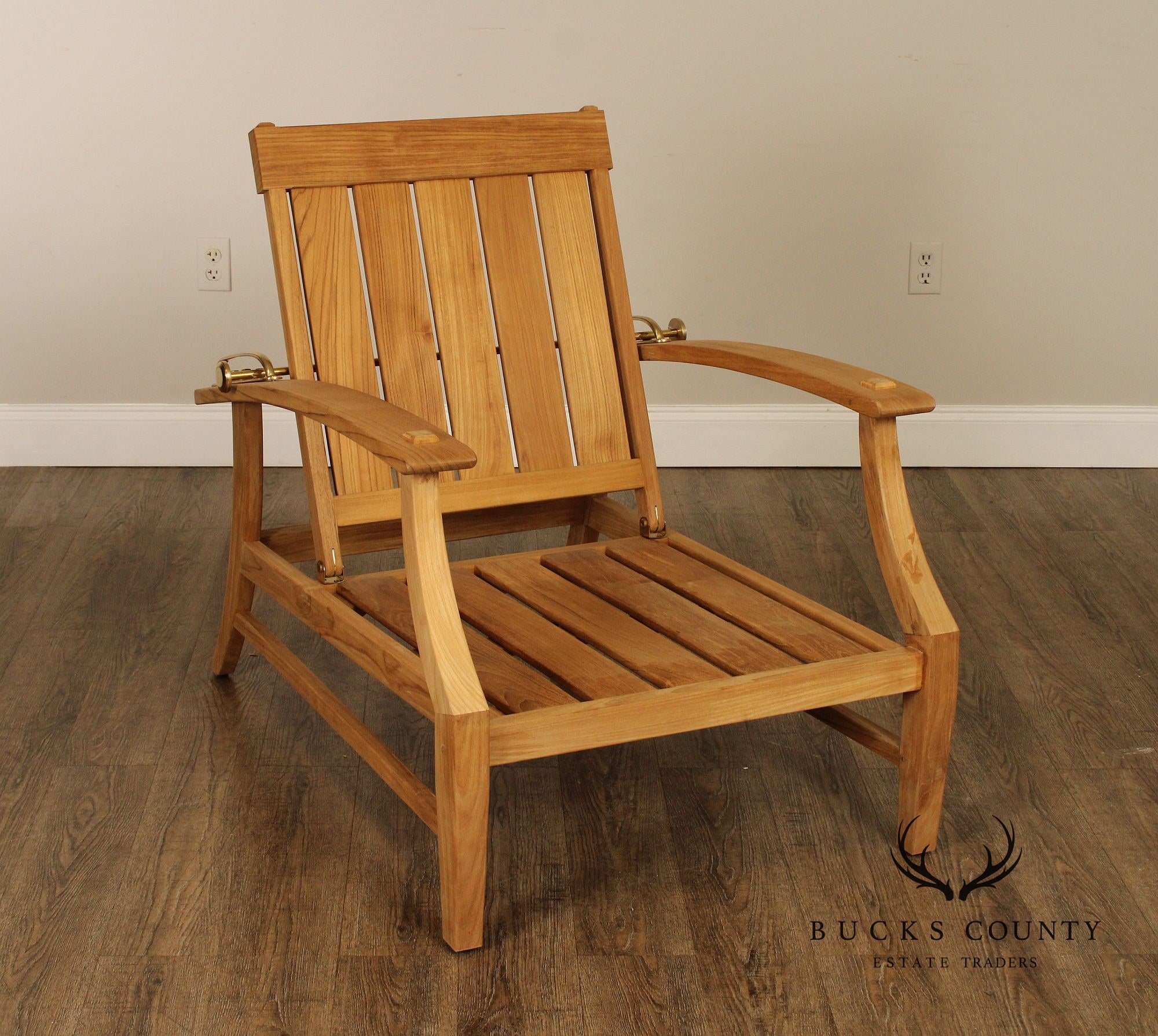 Summer Classics Pair of Teak 'Croquet' Lounge Chairs