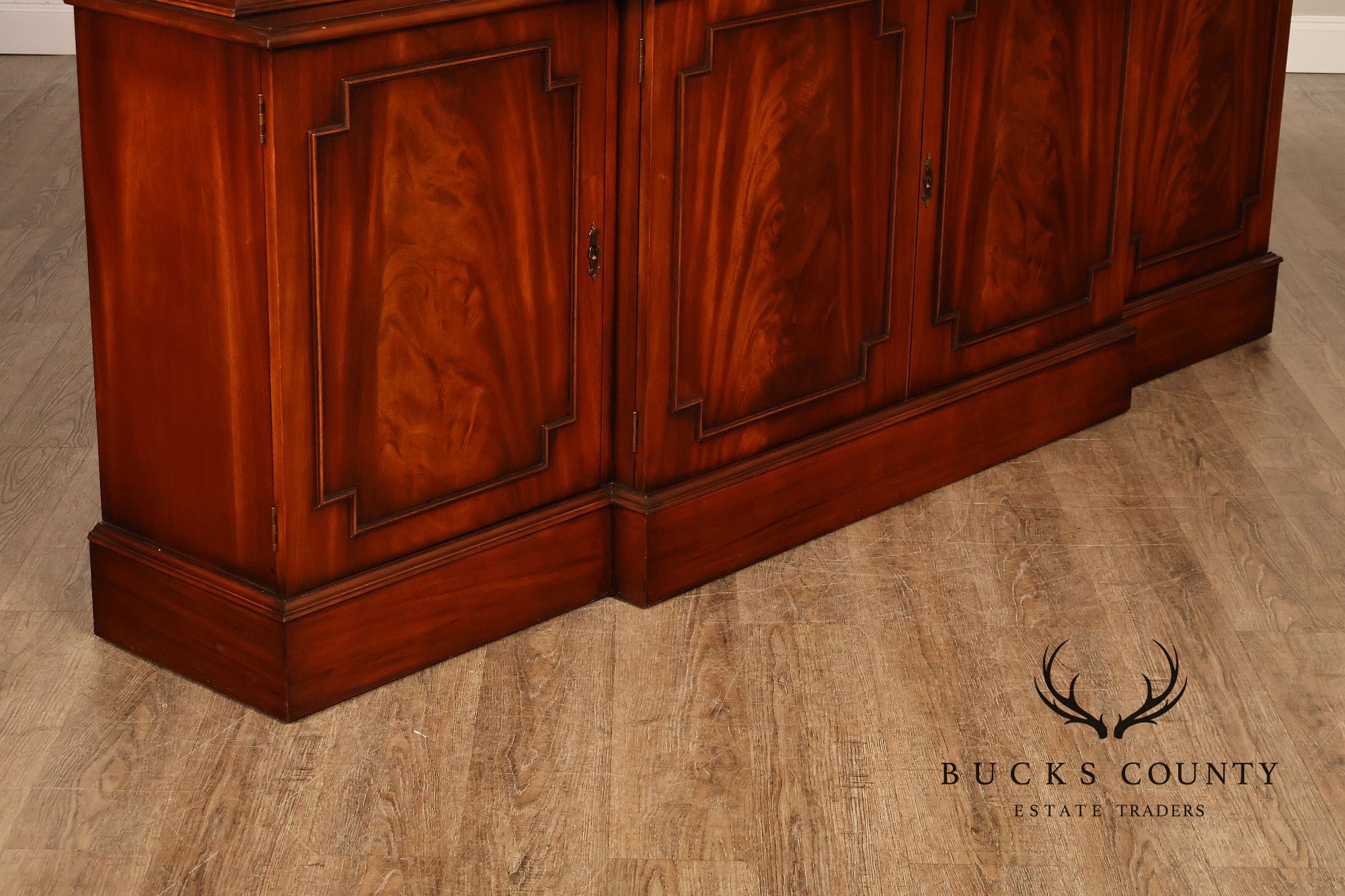 Georgian Style English Mahogany Four Door Bookcase Breakfront