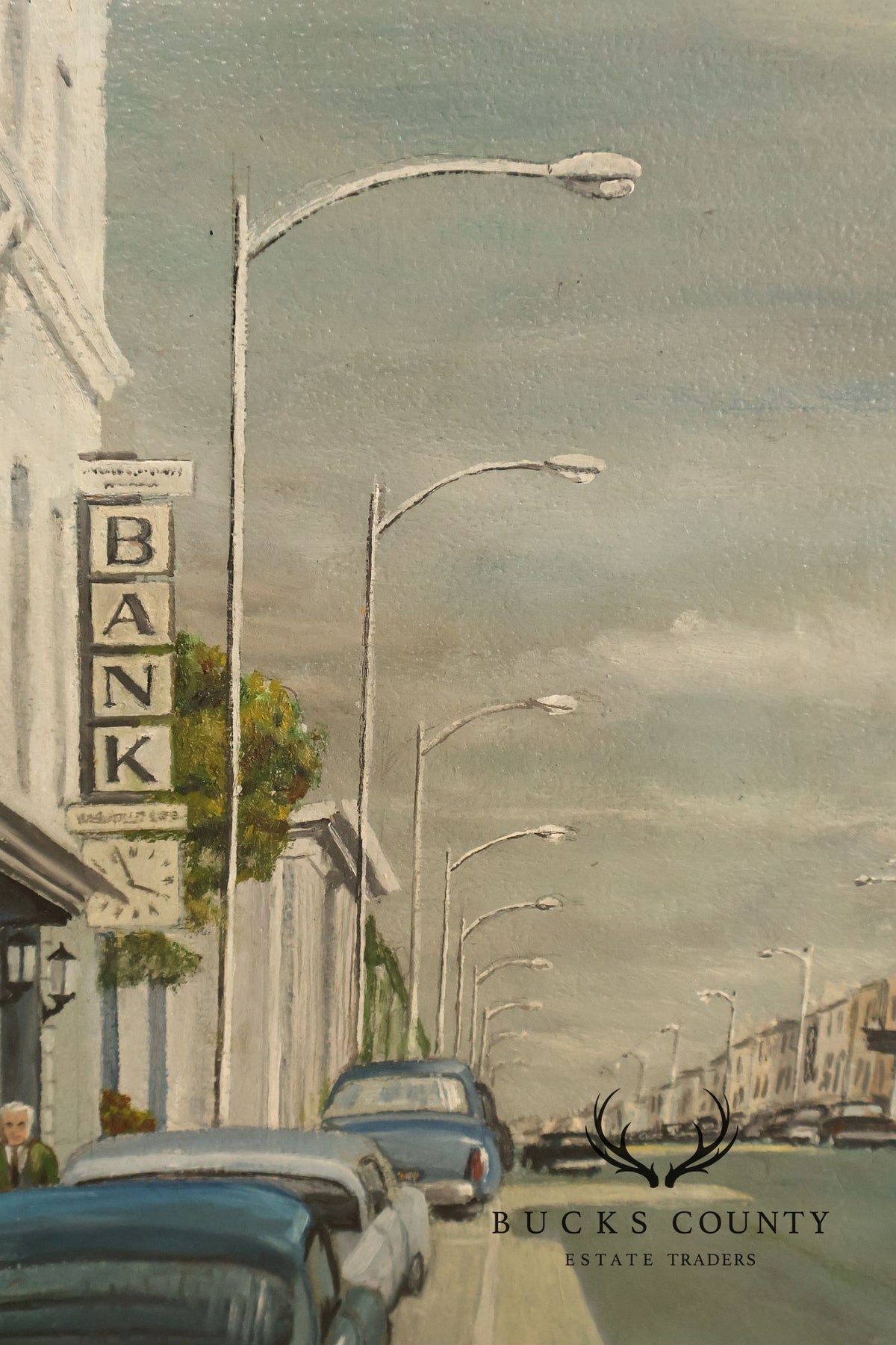 E.M. Law Mid Century Oil Painting, Downtown