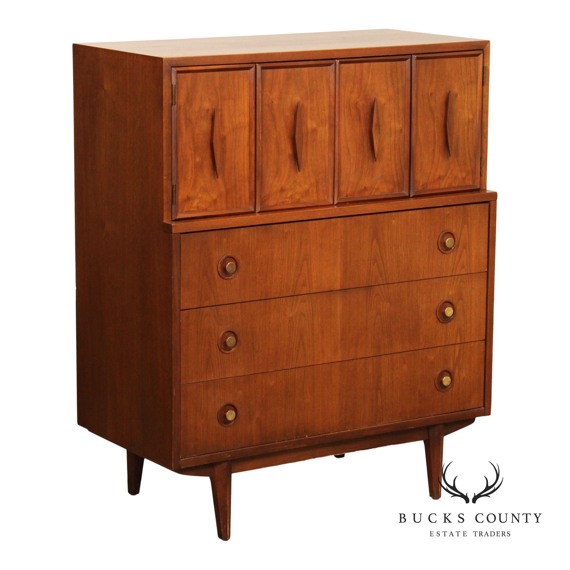 American of Martinsville Mid Century Modern Walnut Tall Chest