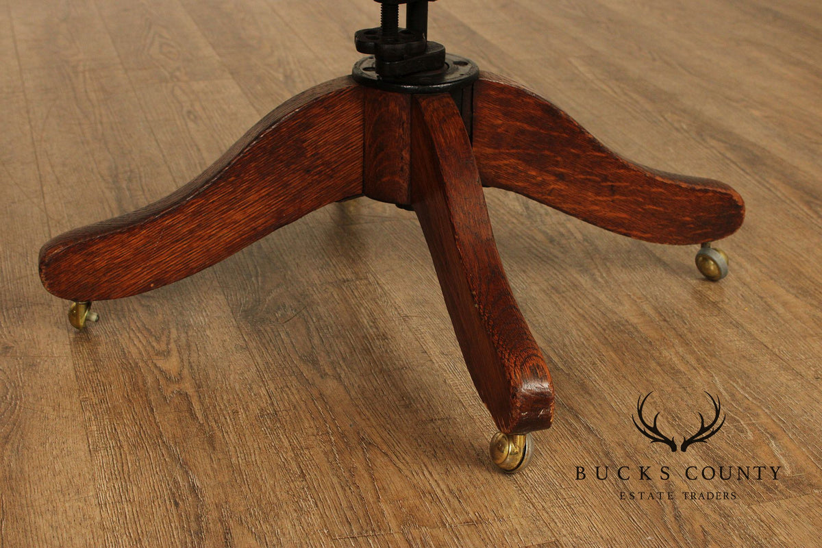 American Style Oak Swivel Banker Office Desk Chair