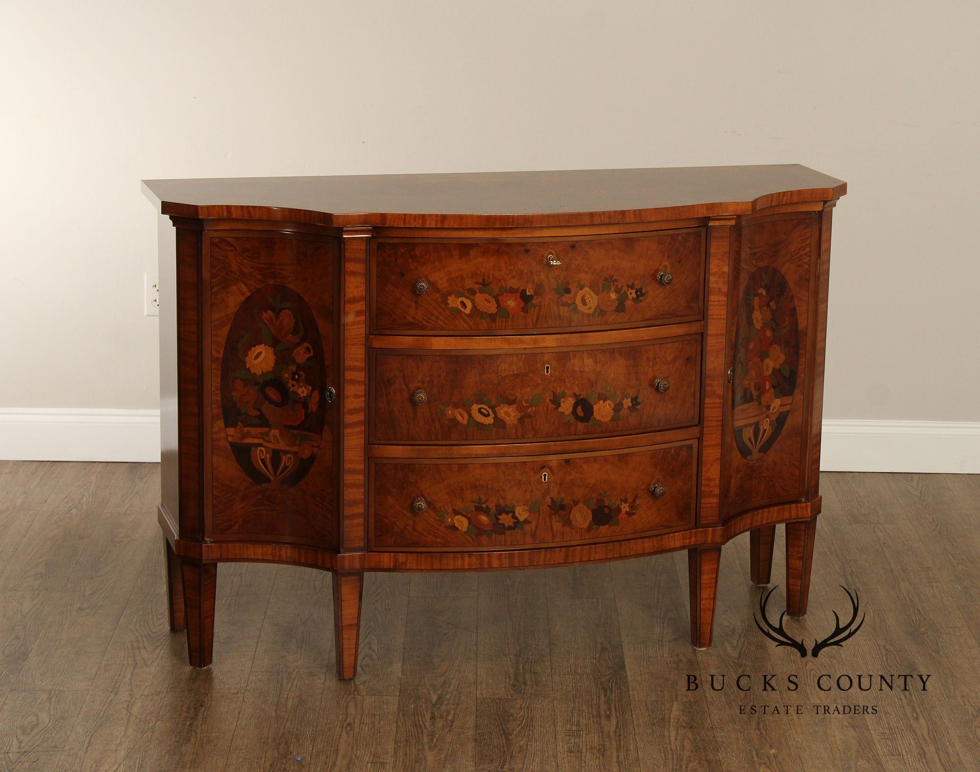 Italian Neoclassical Style Marquetry Inlaid Sideboard Server