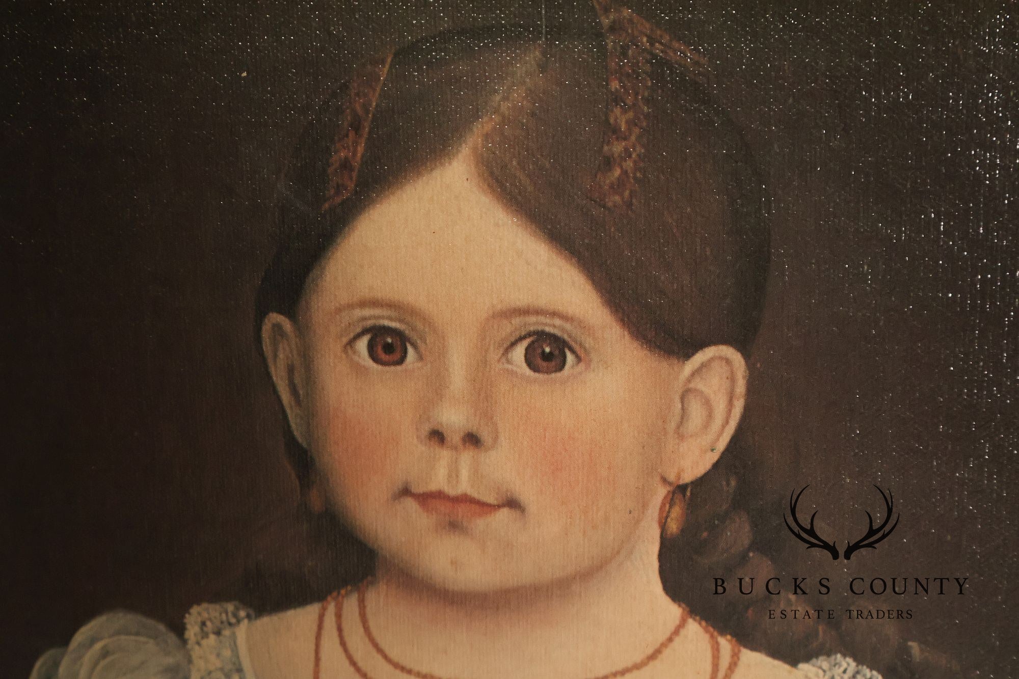 Framed Girl With Basket Of Flowers Print After An American Folk Portrait