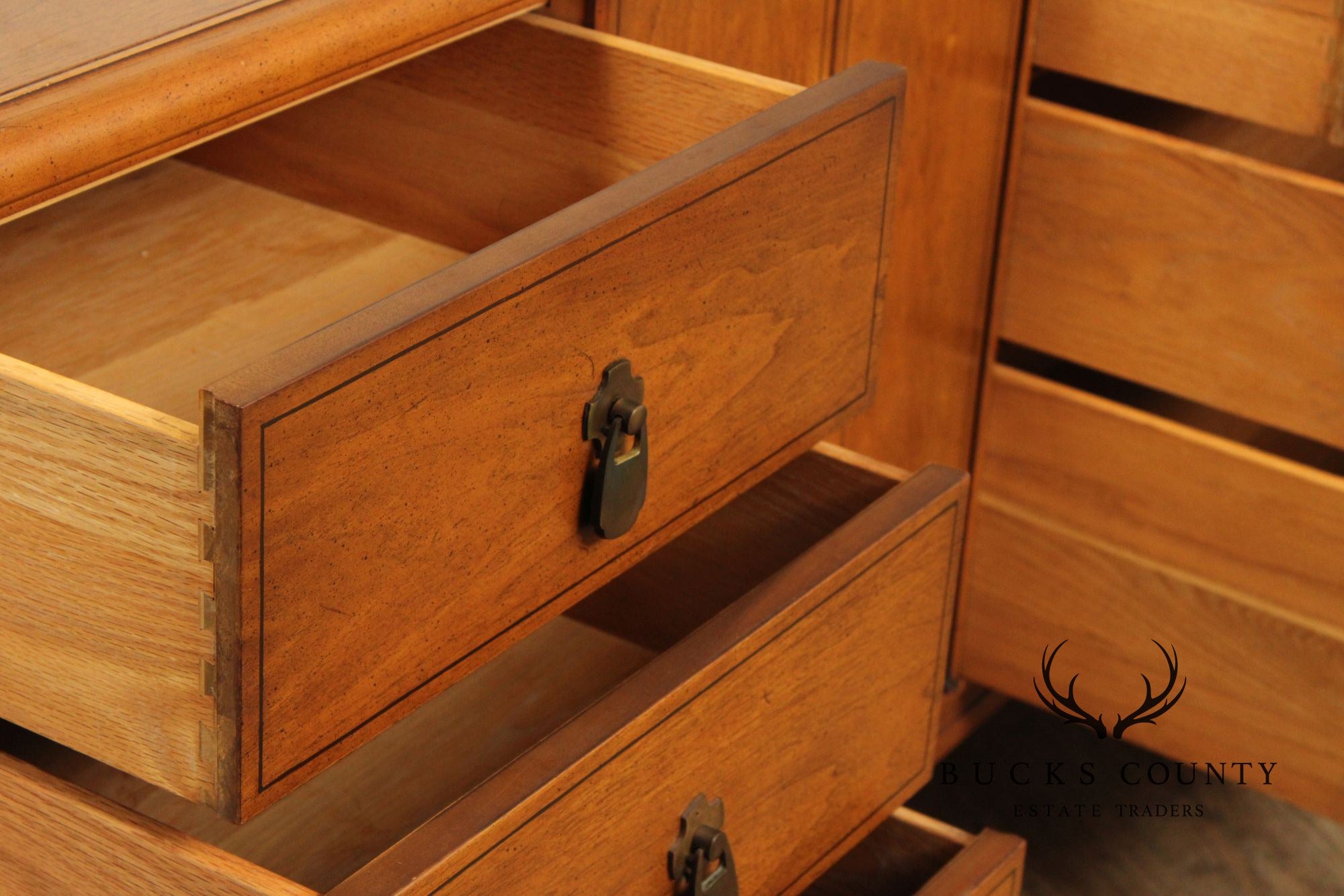 Imperial Furniture Asian Inspired Mid Century Walnut Triple Chest