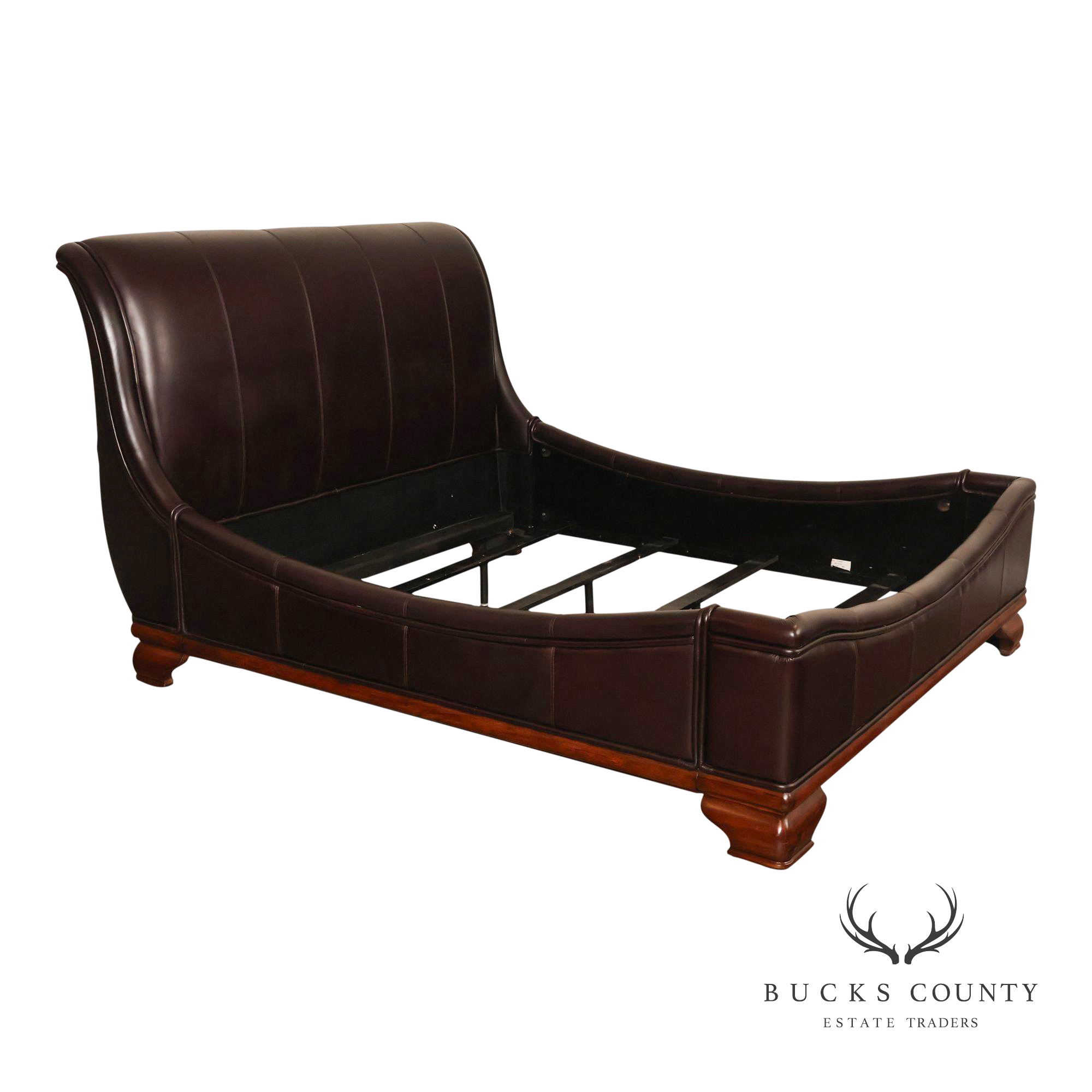 Stanley Leather King Size Sleigh Bed
