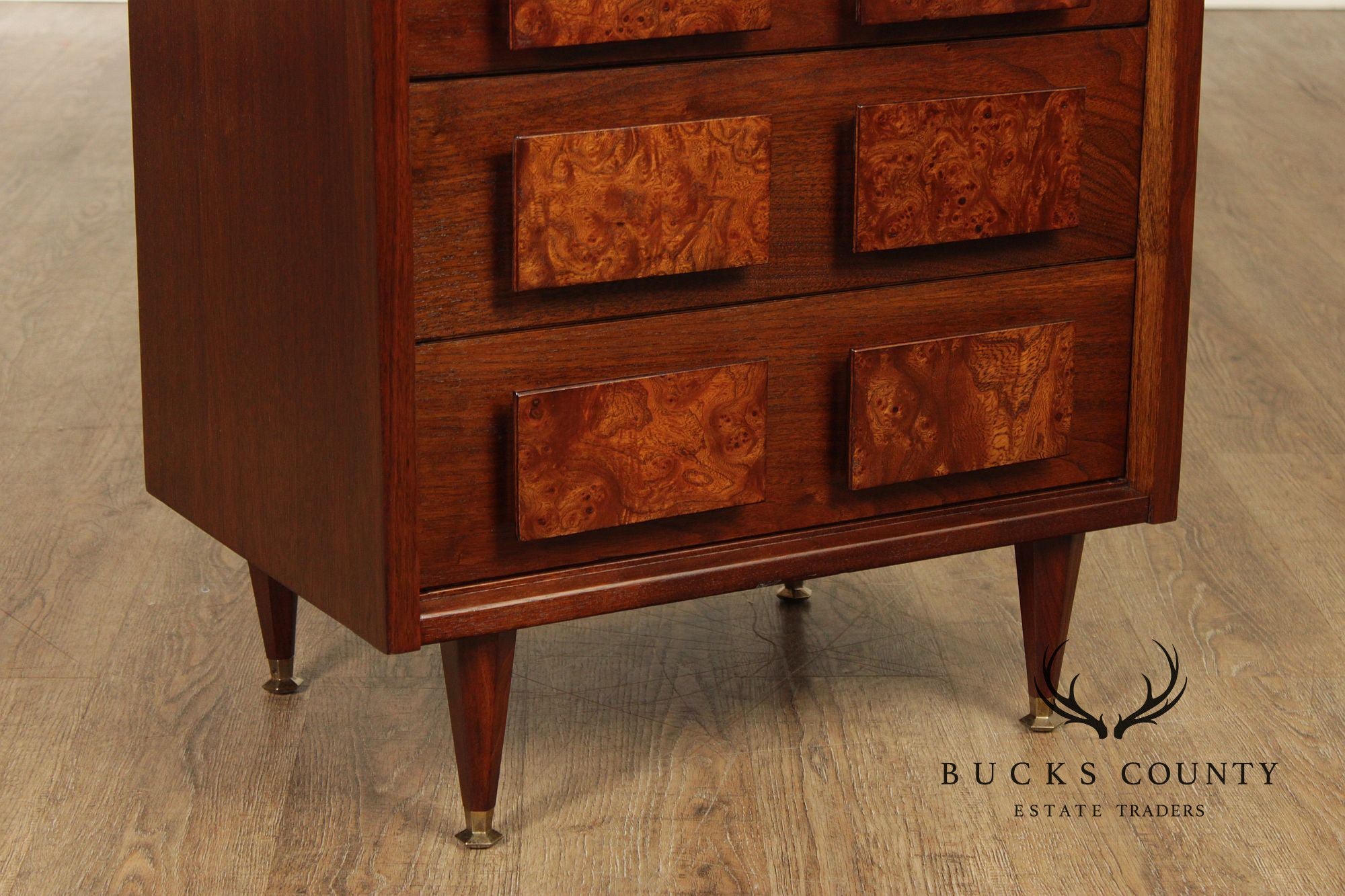 Mid Century Modern Pair of Walnut Nightstands