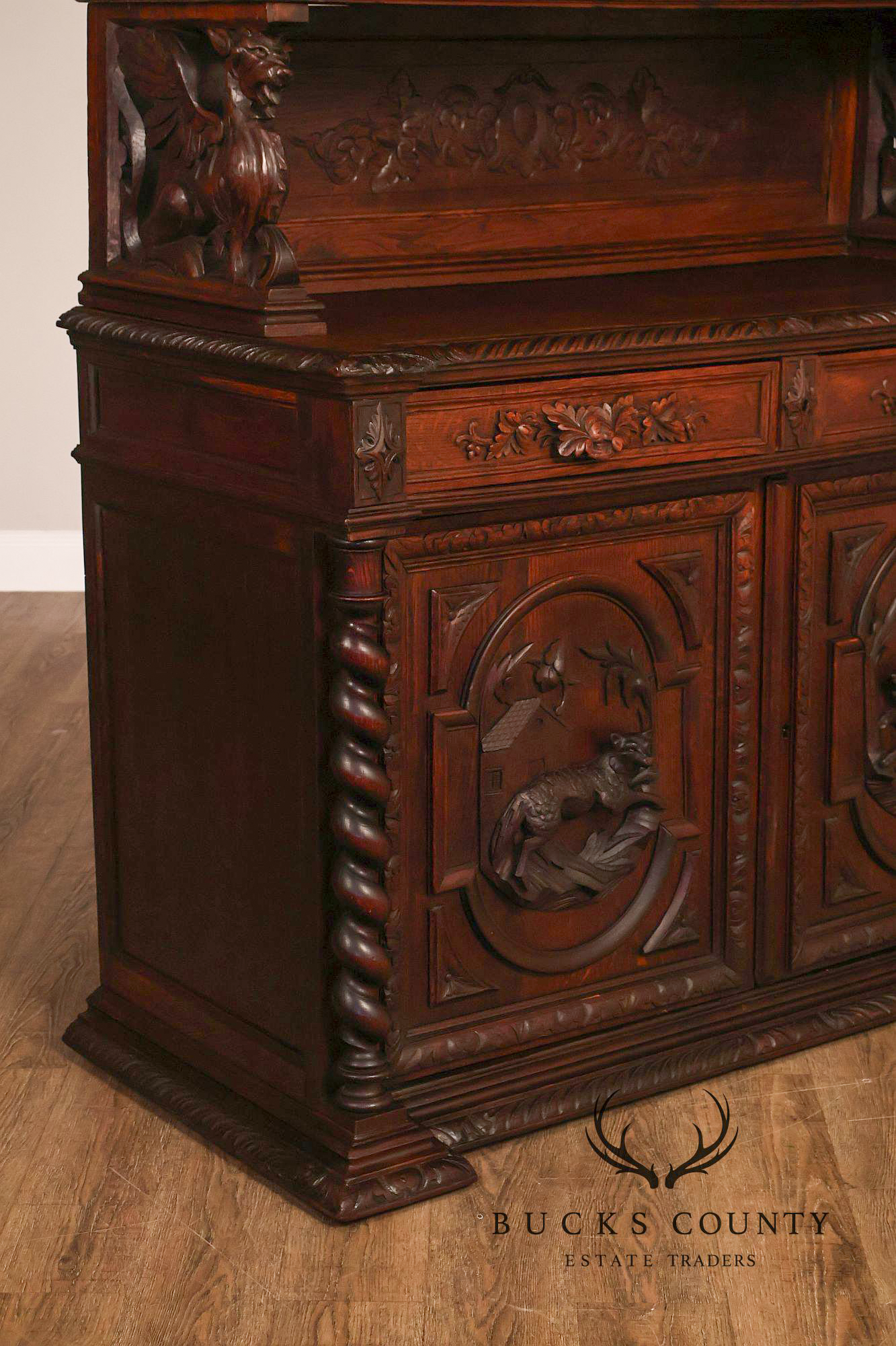 French Renaissance Revival Carved Oak Buffet