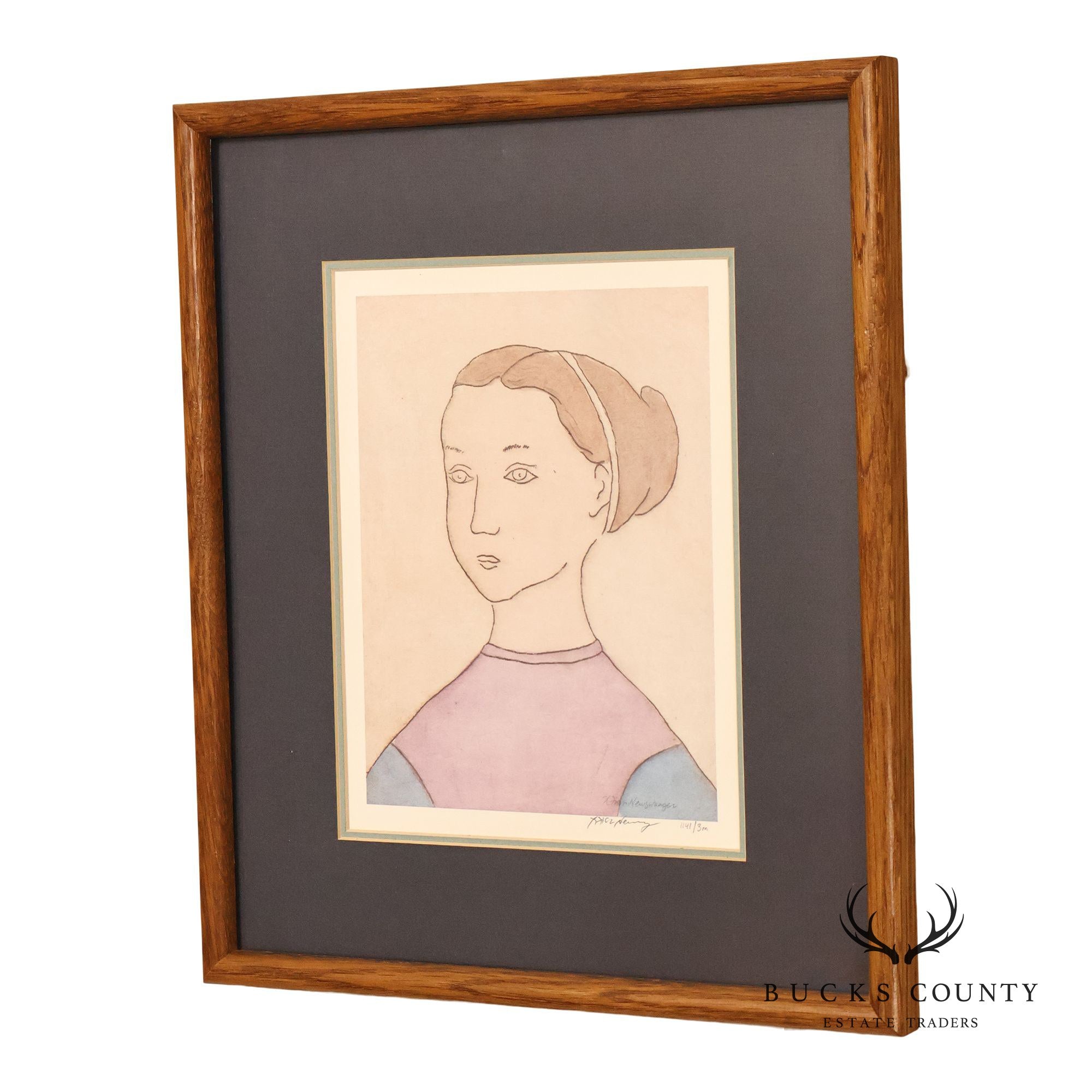 Xtian Newswanger Amish Folk Art Style Print, 'Katie Glick'