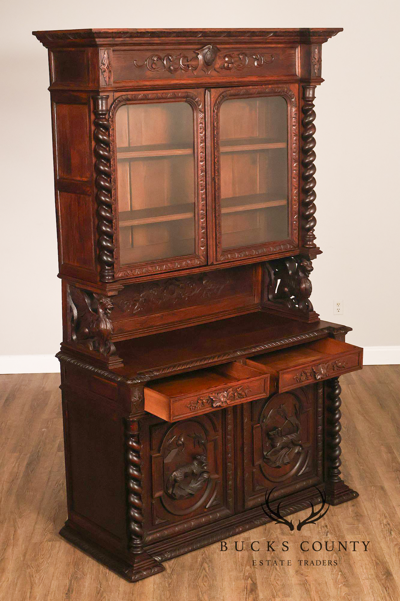 French Renaissance Revival Carved Oak Buffet