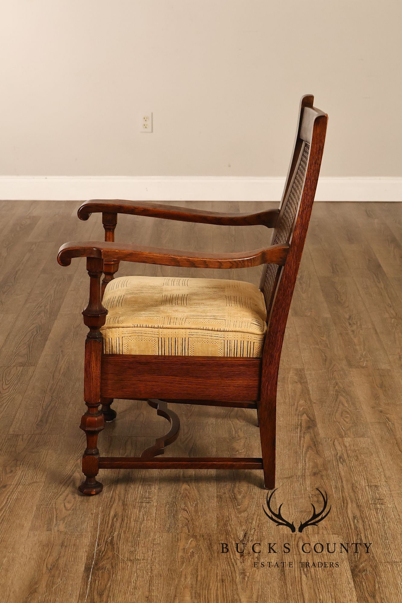 Rittercraft Arts & Crafts Cane Back Oak Armchair