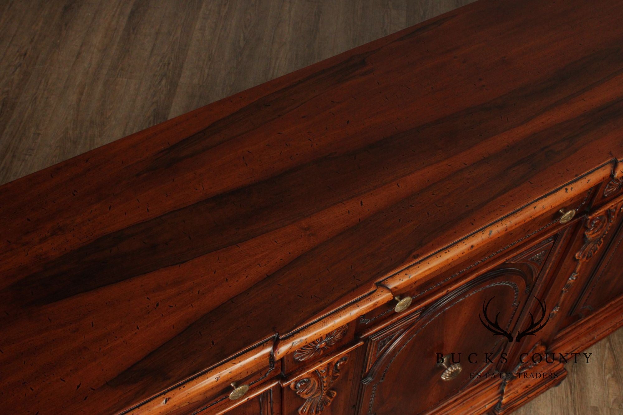 Francesco Molon XVI Century Style Large Walnut Carved Sideboard